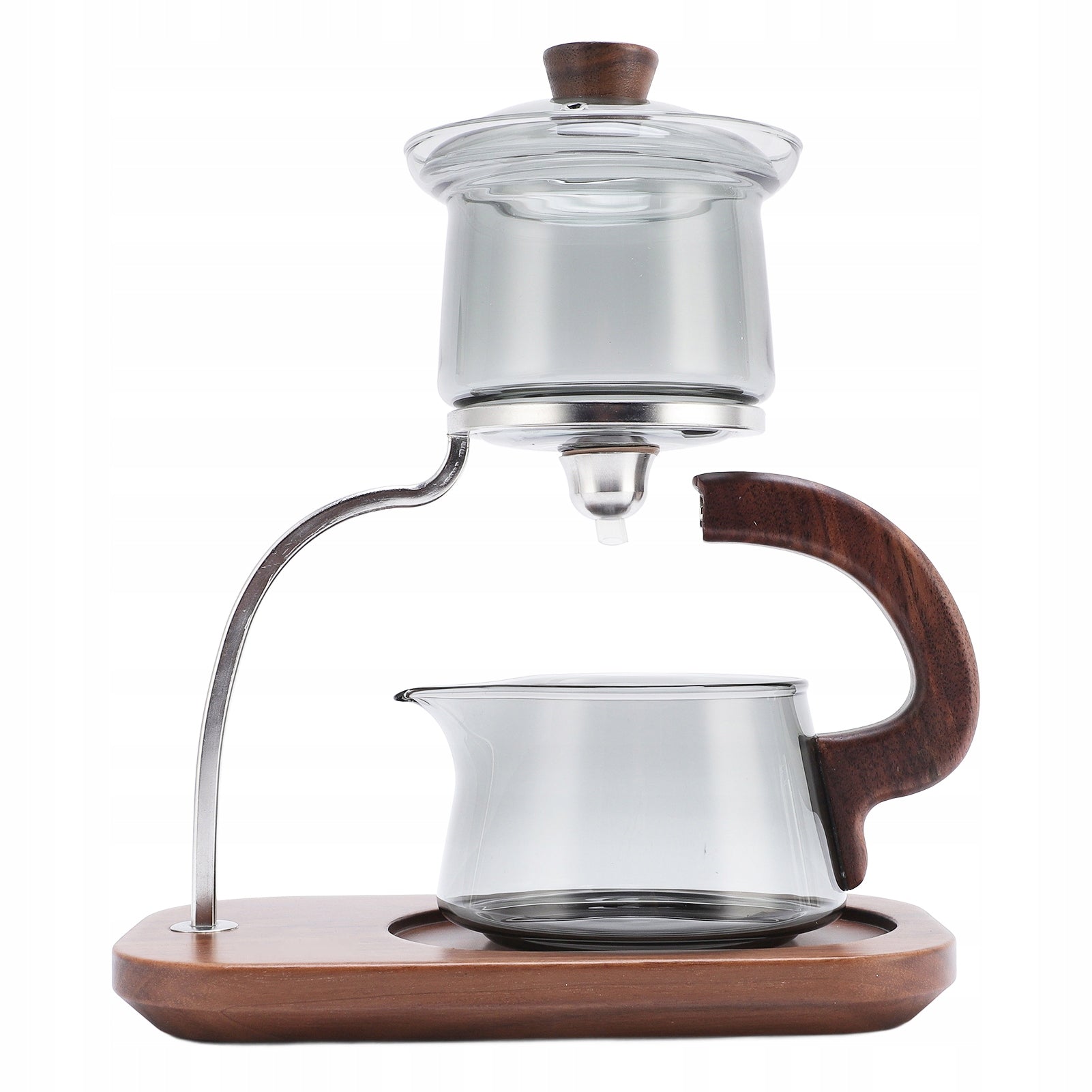 Water Reverse Tea Pot, Clear Wood Plough Base
