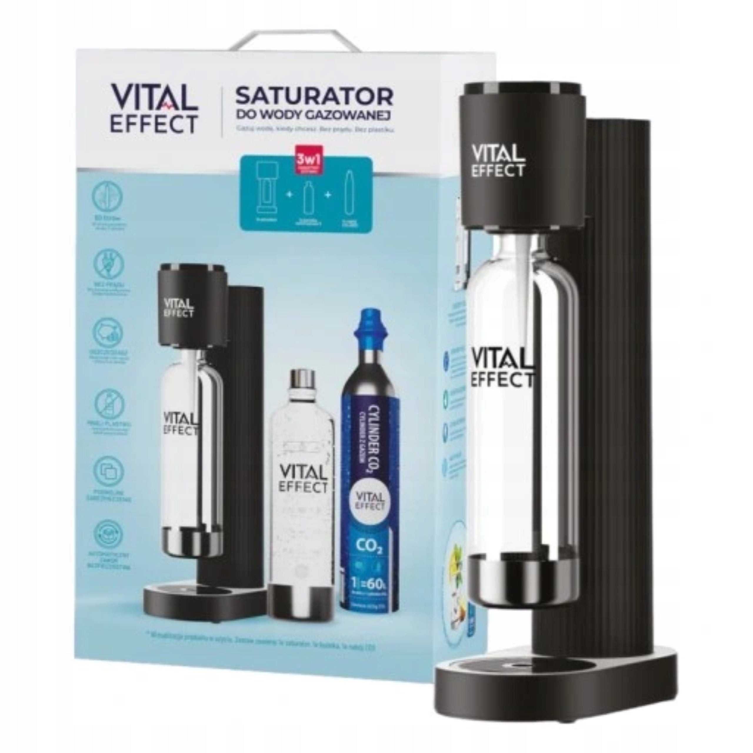 Water Saturator 3in1 Gas Cartridge 60L + 1L Bottle + Bottle Dehumidifier Packaging status original