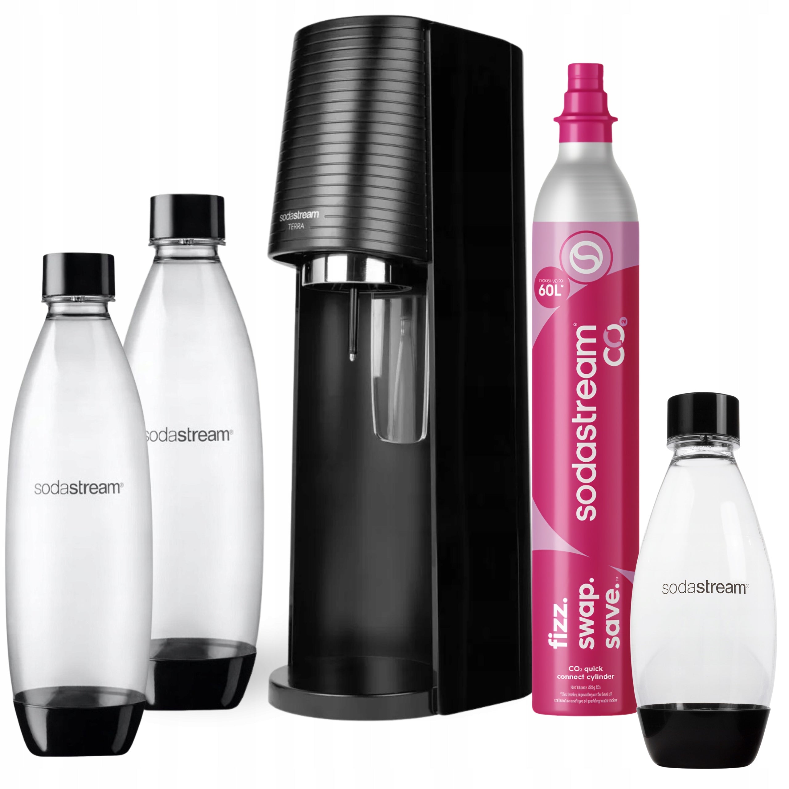 Water Saturator SodaStream TERRA 2 Bottles 1L + Small Bottle Black 0,5L