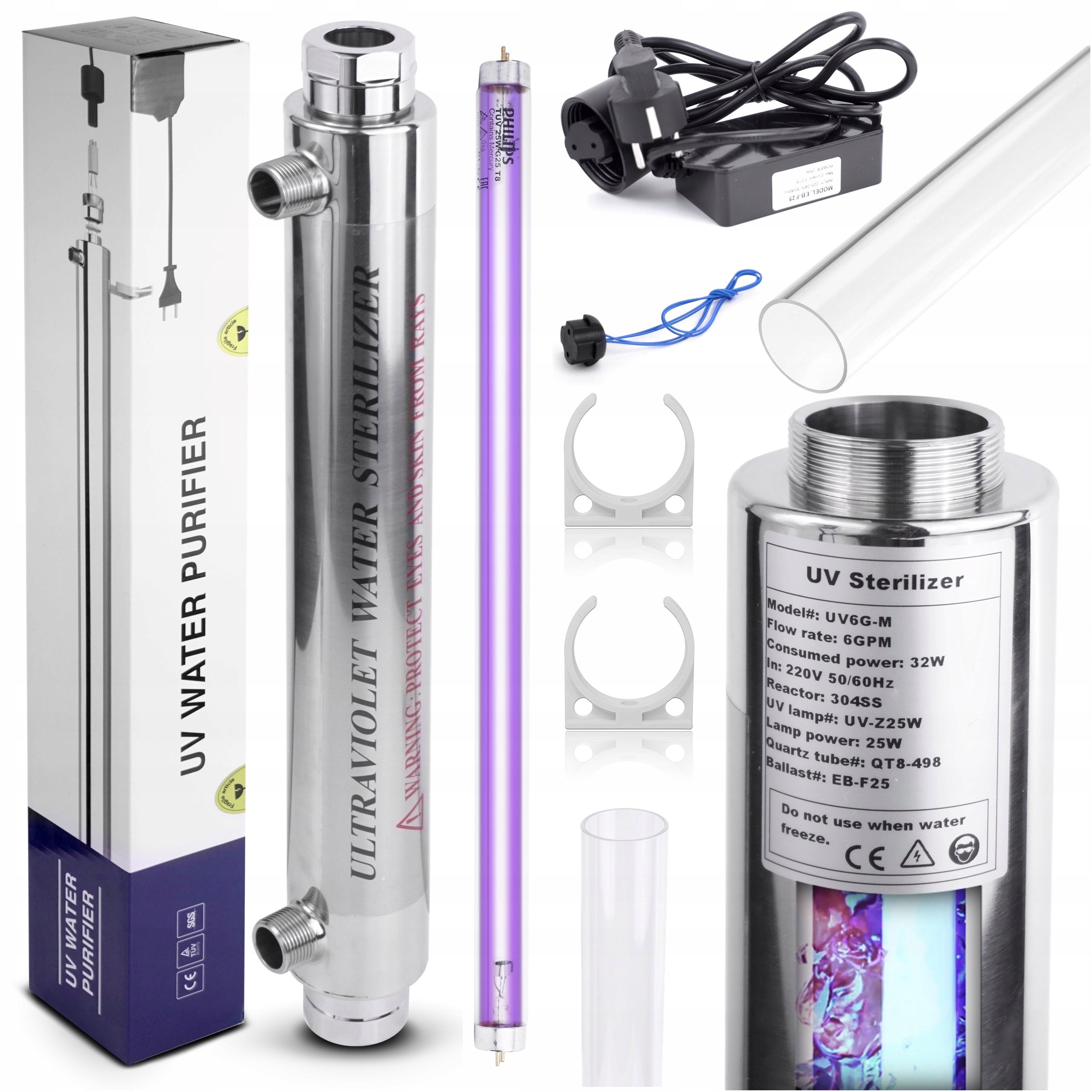 Water Sterilizer UV Lamp 25W PHILIPS for Water Disinfection Bactericidal