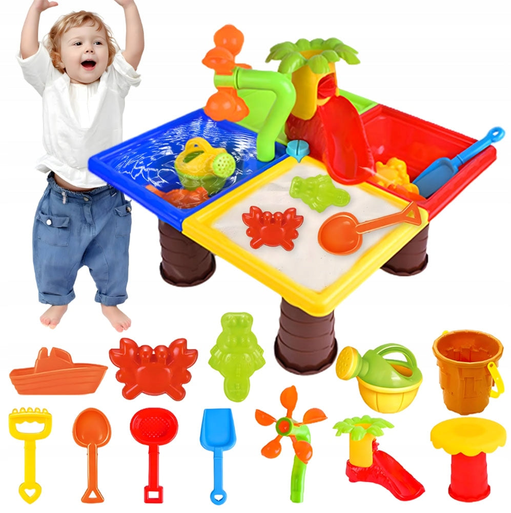 Water Table Sandpit for Beach Sand Play with Watering Can and Rake Manufacturer code KUGO kids stolik wodny 25 elementów