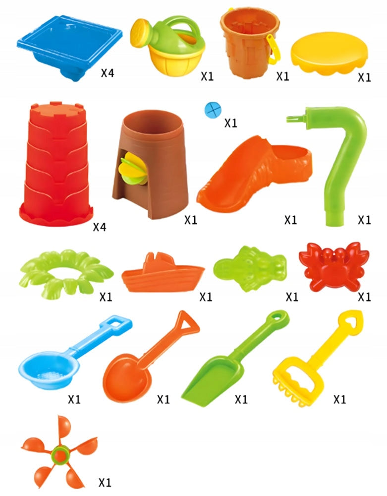 Water Table Sandpit for Beach Sand Play with Watering Can and Rake Packaging status original