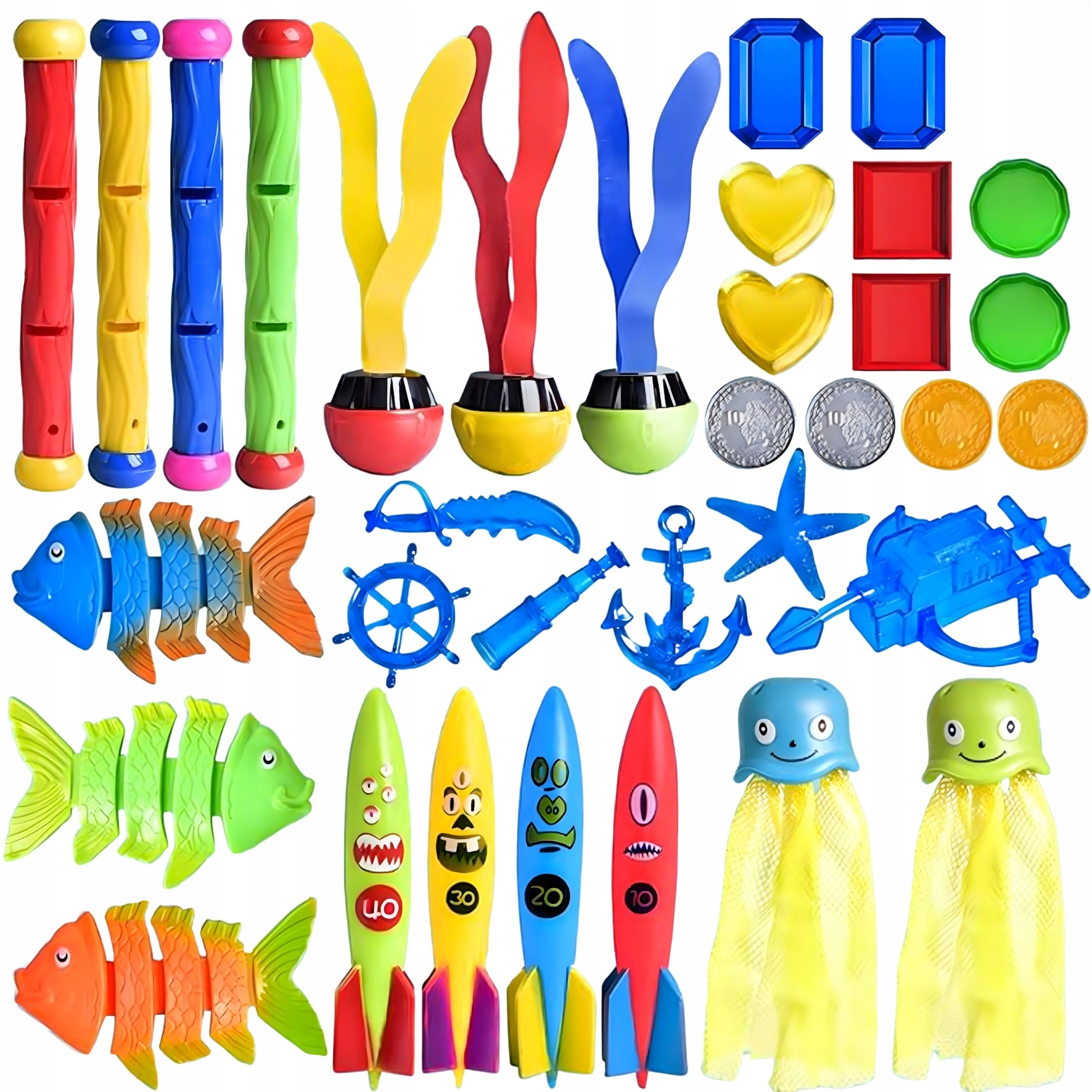 Water Toys Bathtub Pool Diving Set Chopsticks Octopuses Hands
