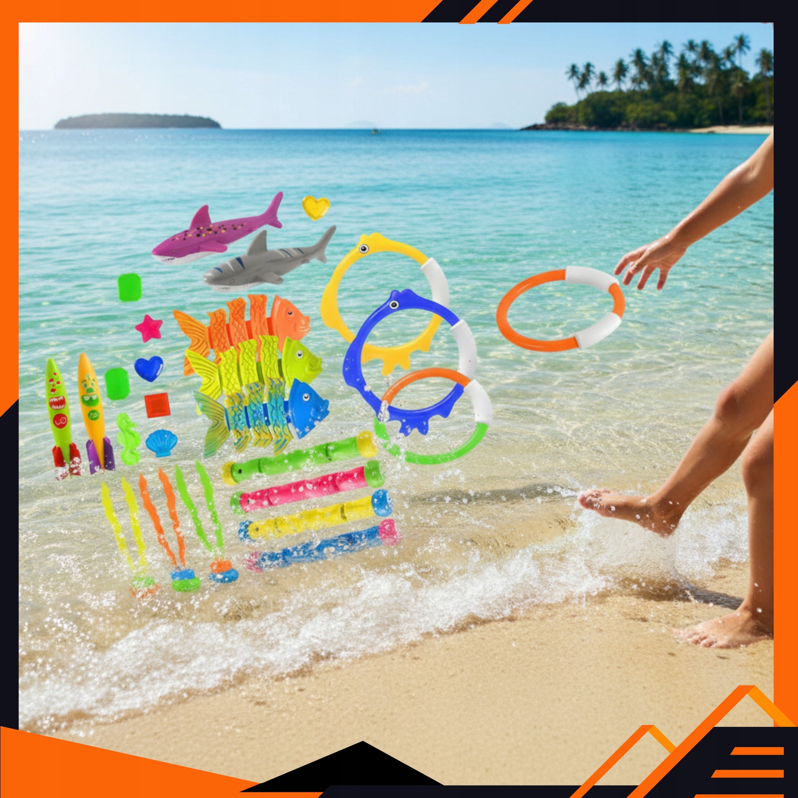 Water Toys Swimming Pool Bathtub Set of 26 Pcs Diving Colorful + Bag Manufacturer code Zabawki Do Wody Basenu Wanny Zestaw 26 Sztuk
