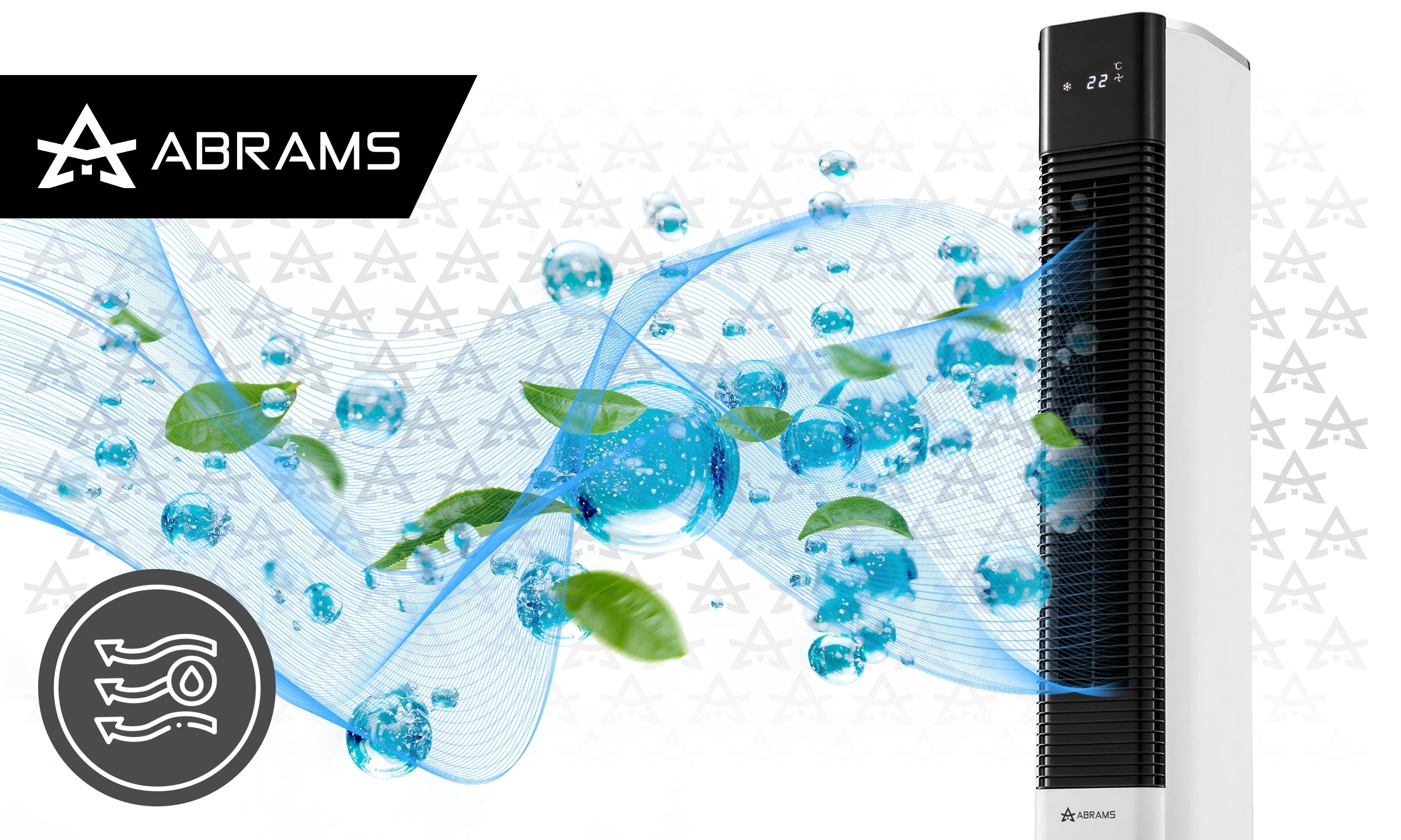 Water air conditioner Abrams fan ionization 60W 150m³/h QUIET STRONG Dominant color white