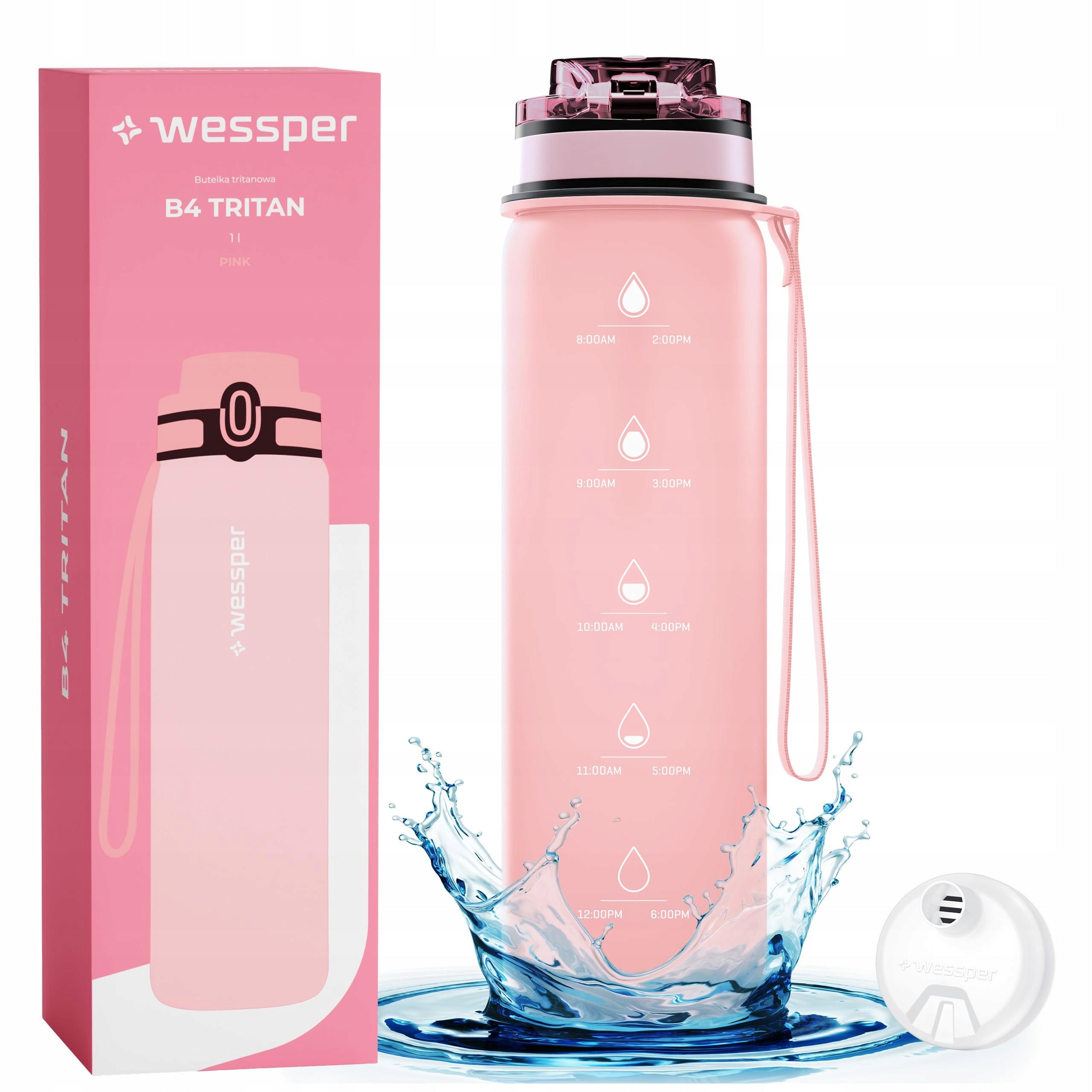 Water bottle 1000ml Tritan filter bottle 1L Wessper 1x filter