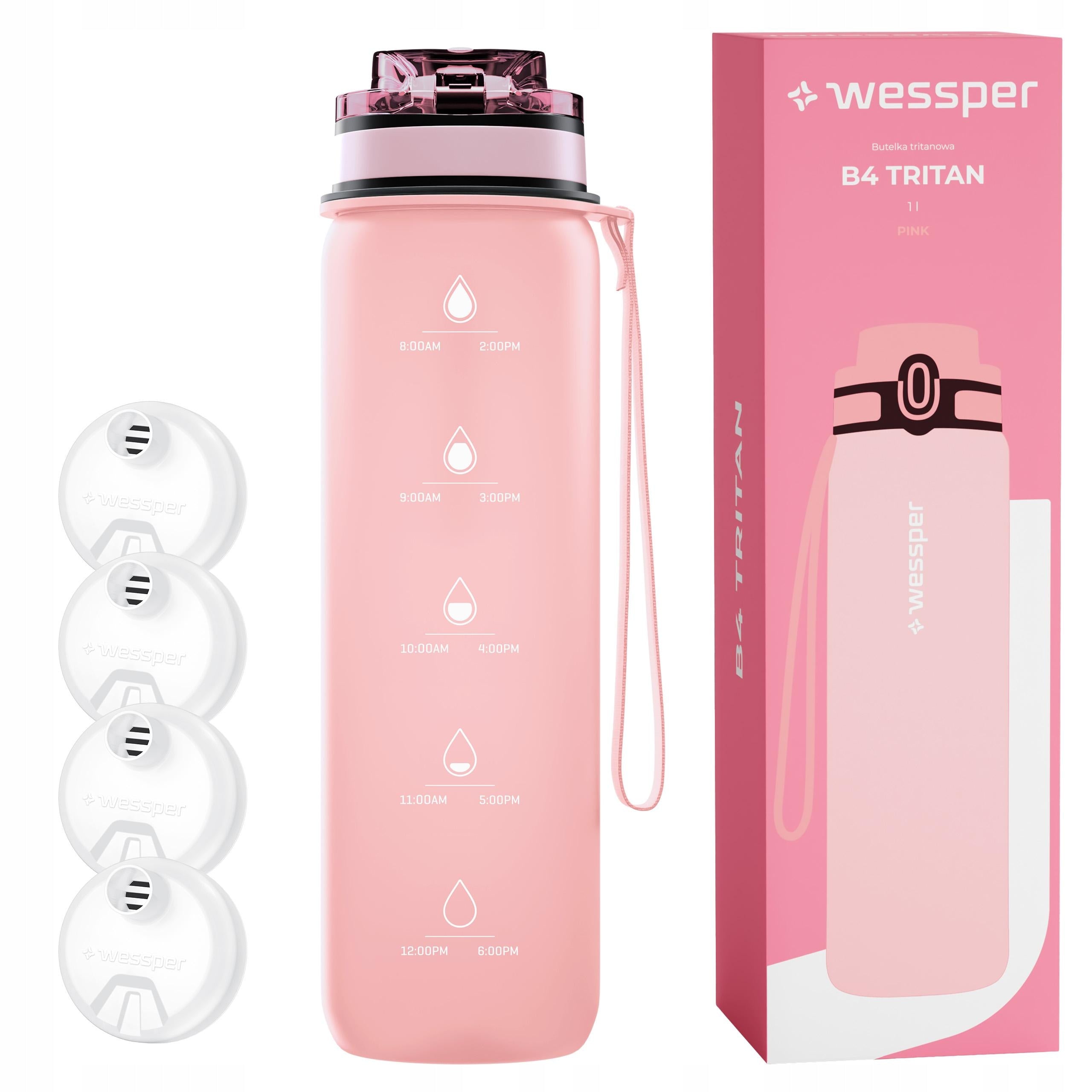 Water bottle 1000ml Tritan filter bottle 1L Wessper 4x filter