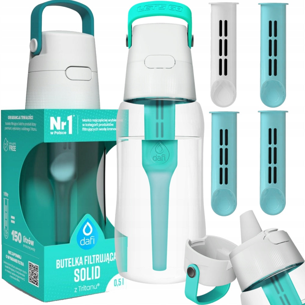 Water bottle Dafi SOLID 0,5 l turquoise with 4 filters