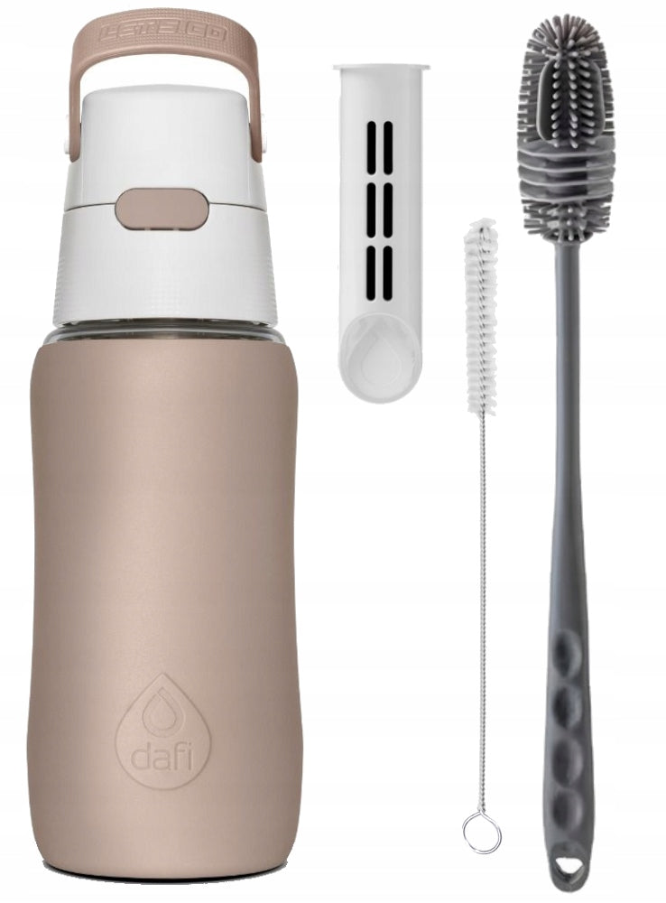 Water bottle Dafi Solid SiliconeFit 0,5L Cappucino + toothbrushes