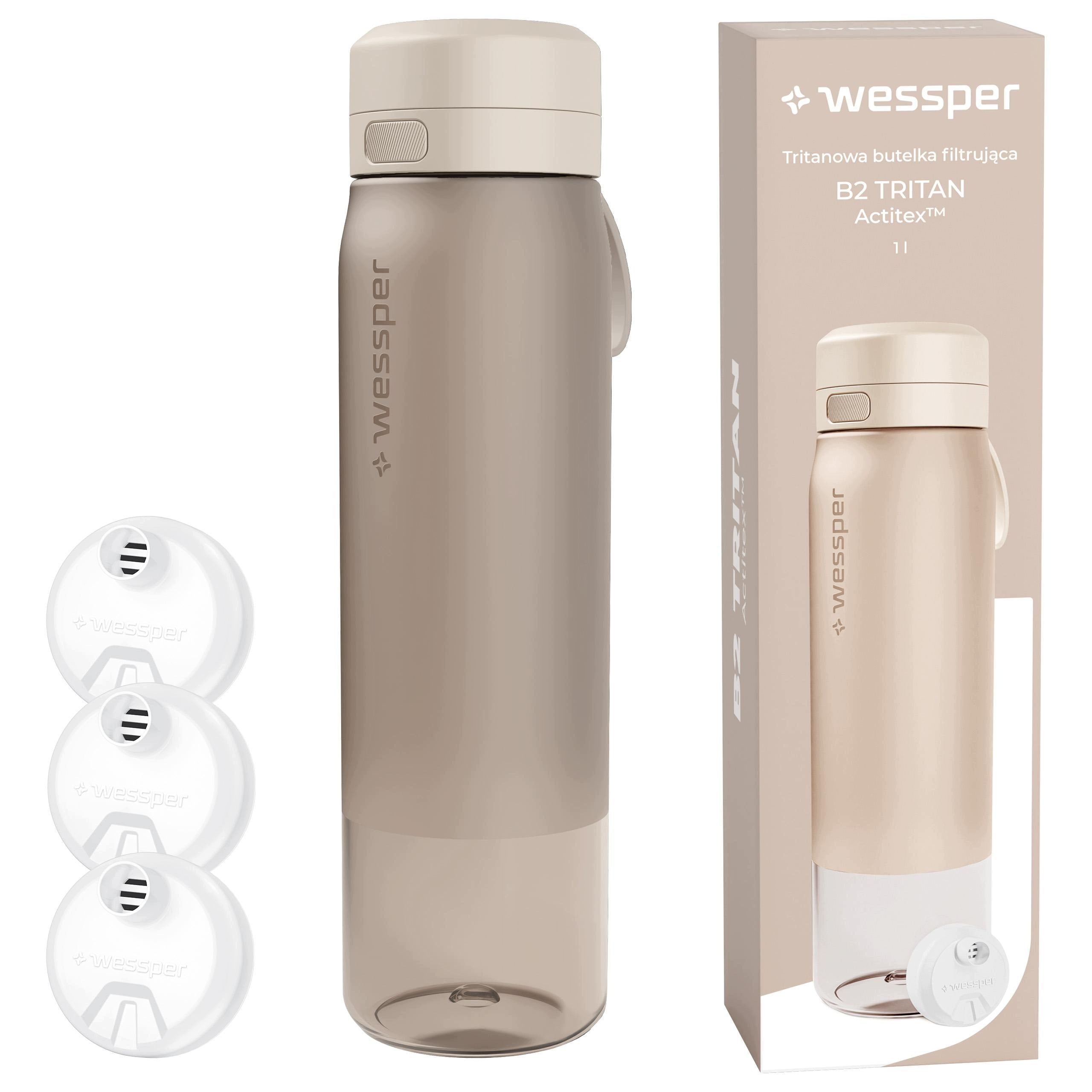 Water bottle TRITAN BPA FREE WESSPER B2 1L +3x filter