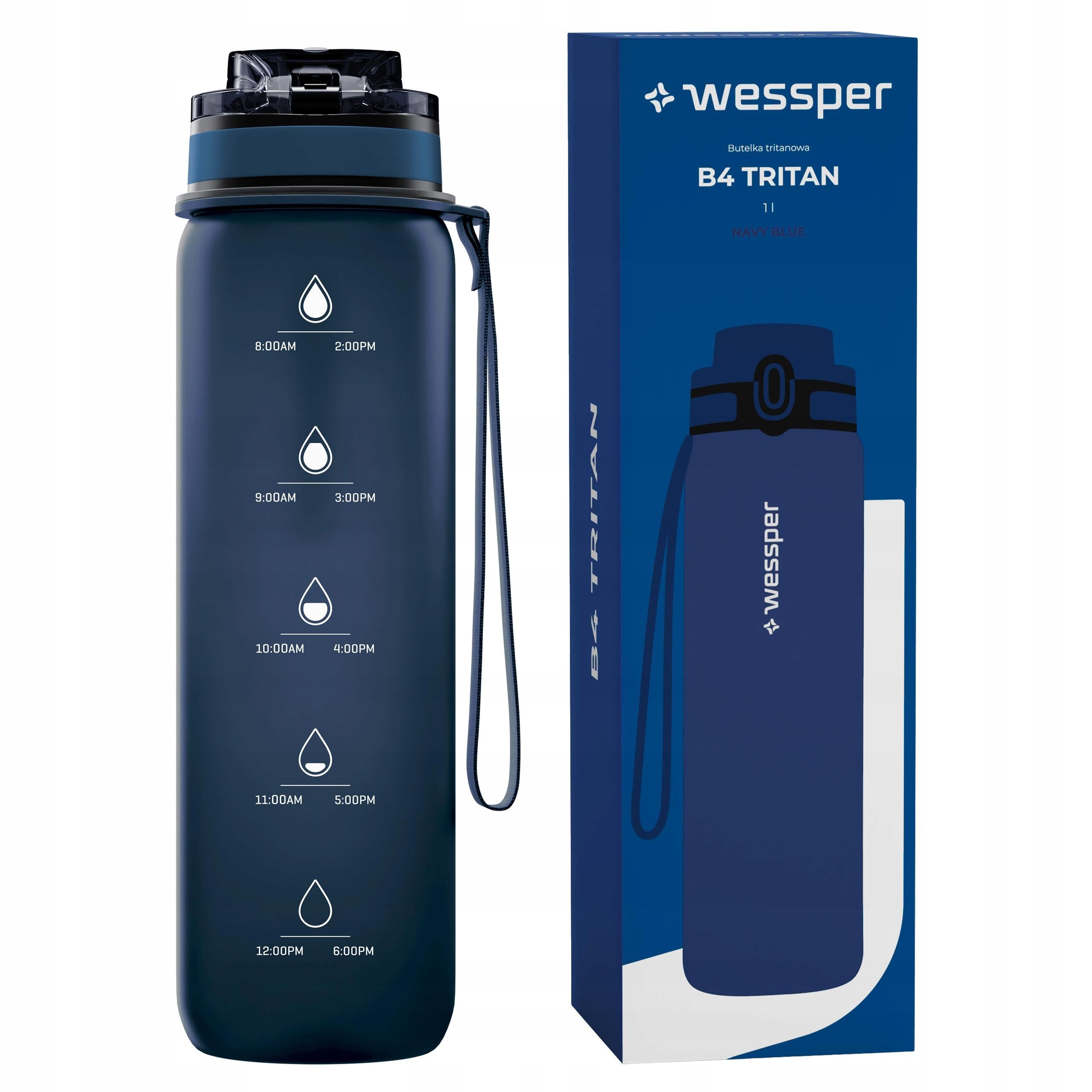 Water bottle Tritan sealed with sports measuring cup 1000 ml Wessper