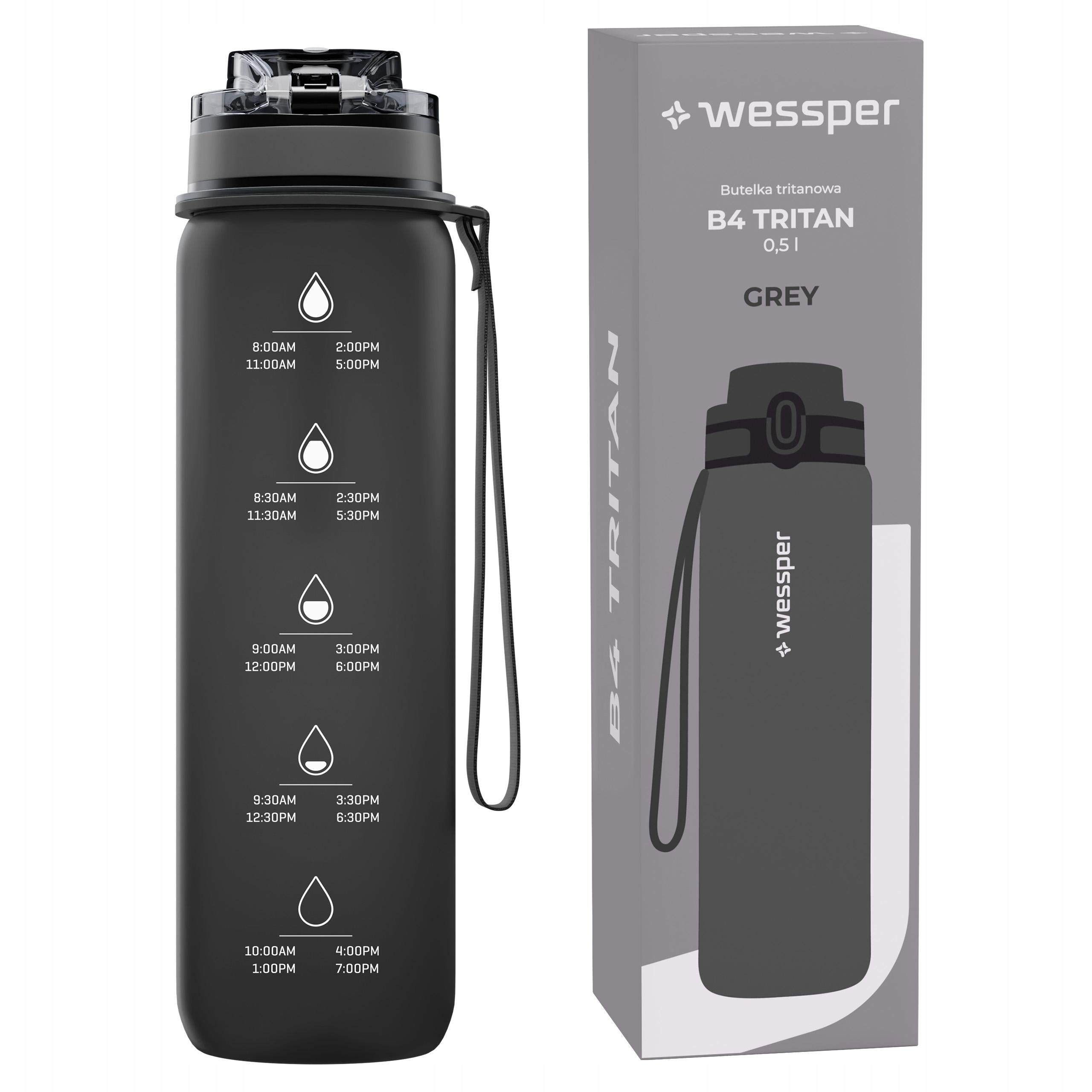 Water bottle Tritan sealed with sports measuring cup 500 ml Wessper