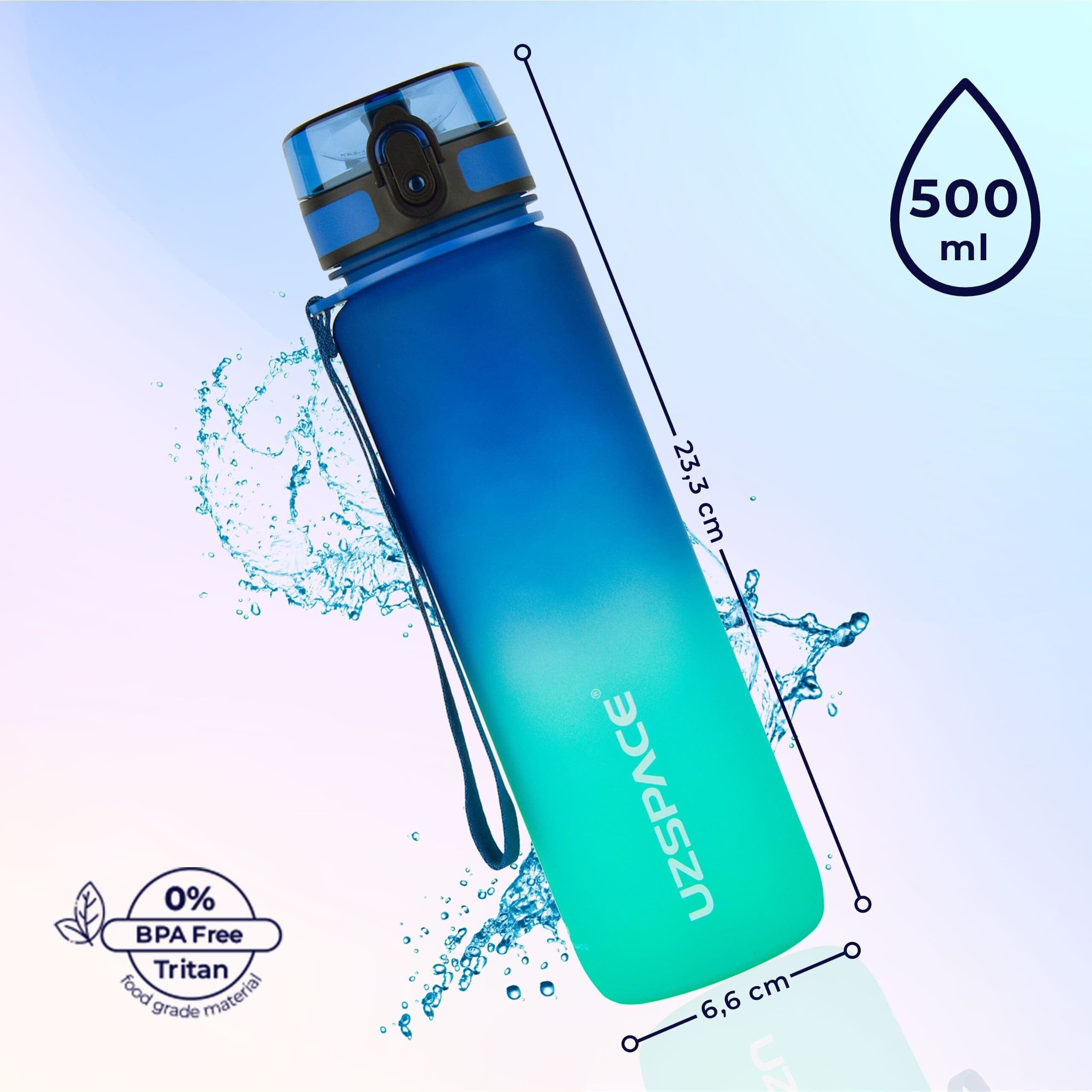 Water bottle Uzspace 500 ml Tritan Sports bottle with fruit refill Brand Uzspace