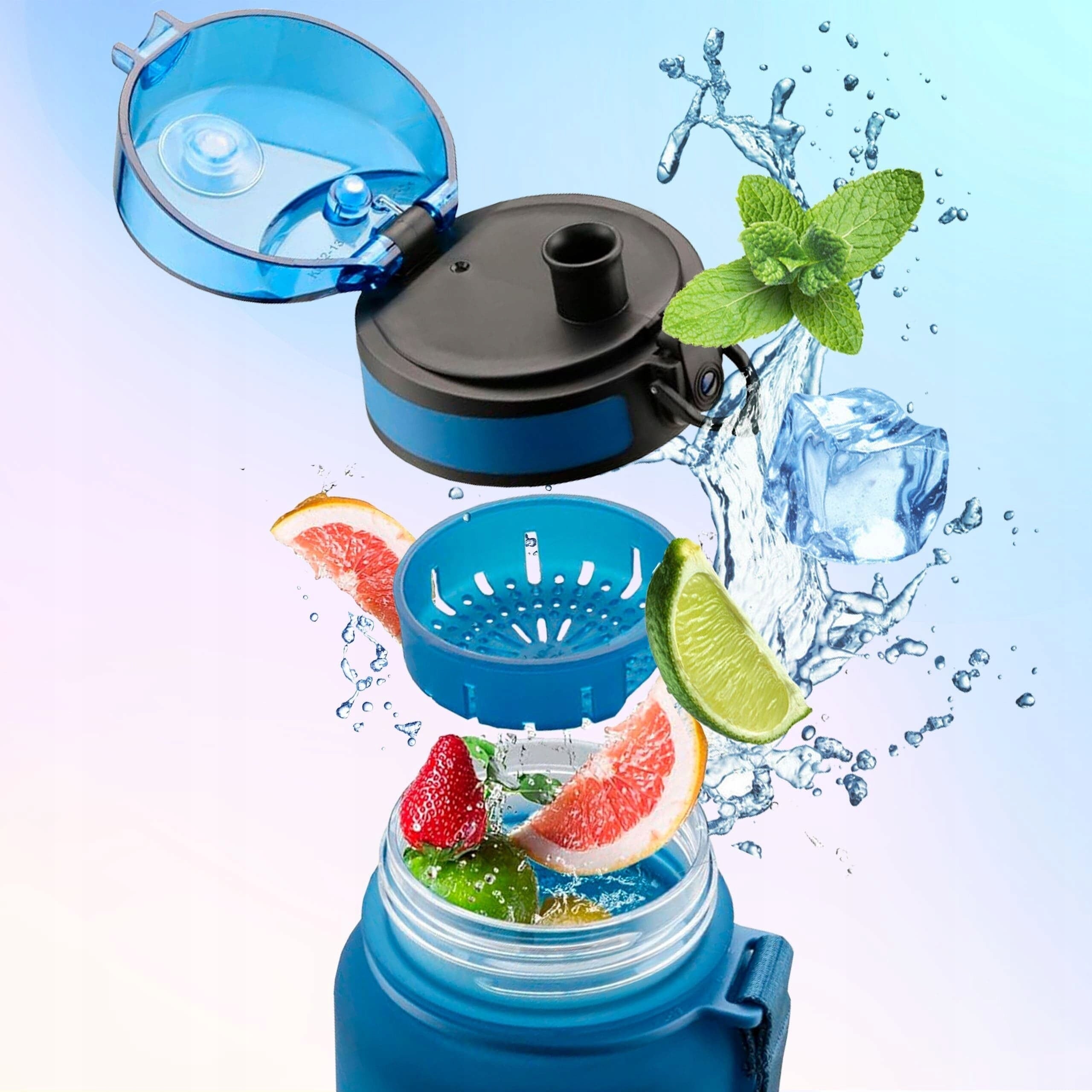 Water bottle Uzspace 500 ml Tritan Sports bottle with fruit refill Manufacturer code 3026-3299