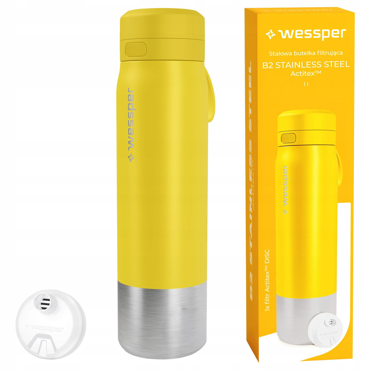 Water bottle Wessper Actitex 1000ml steel filter bottle with filter