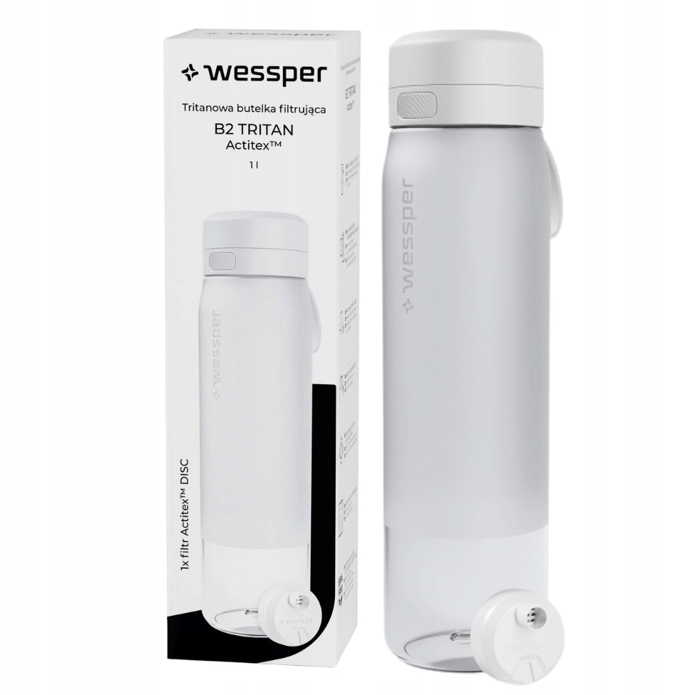 Water bottle filter bottle with filter B2 TRITAN 1l Wessper - White