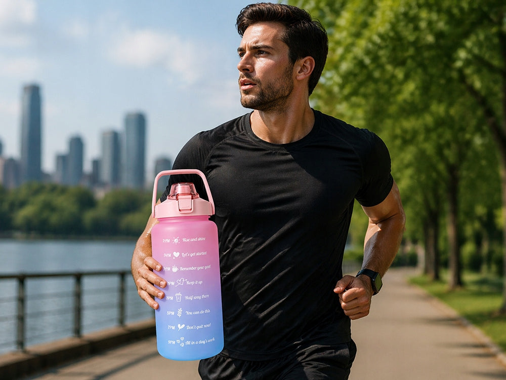 Water bottle motivational bottle 2000 ml with straw measuring cup sport fitness Brand Verk Group