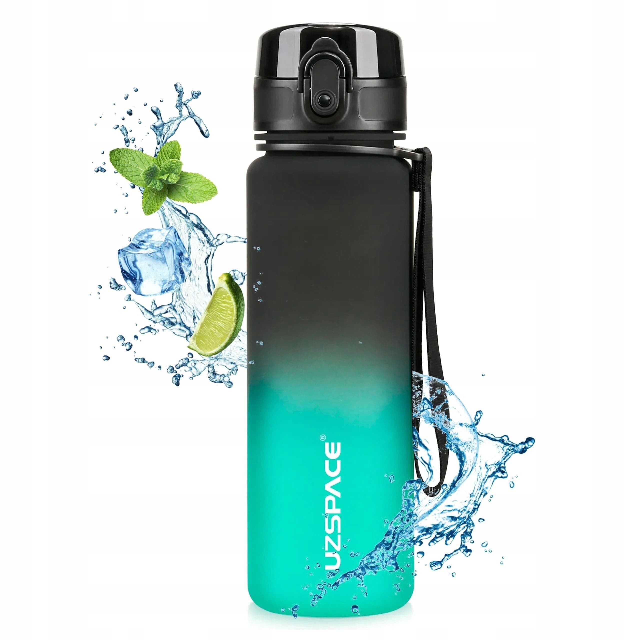 Water bottle sports motivational tritan Uzspace 500 ml green