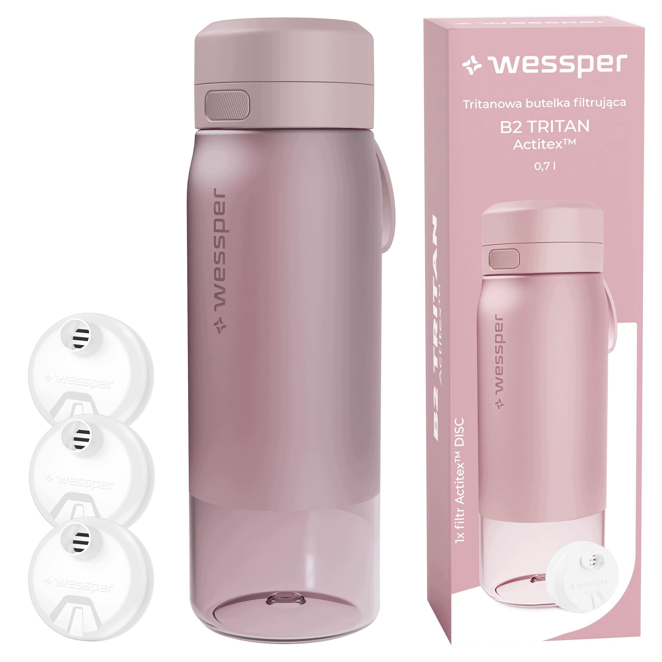 Water bottle tritan Wessper B2 Actitex 0,7l + 3x filter