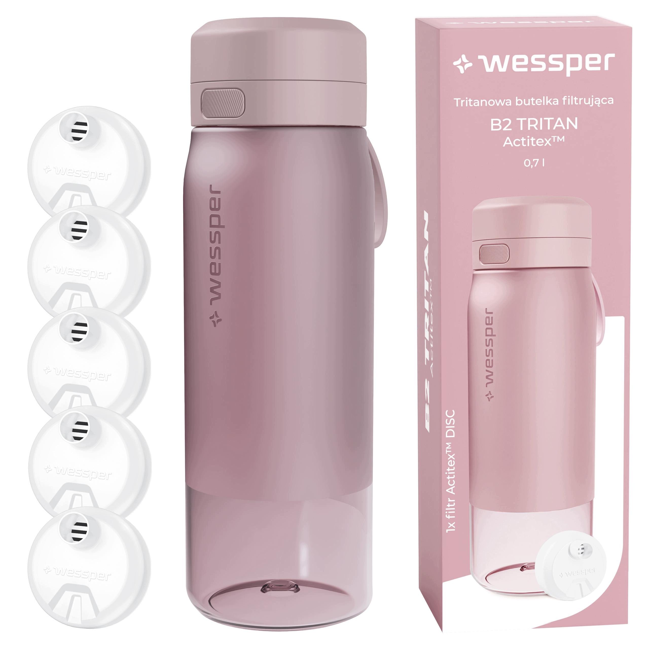 Water bottle tritan Wessper B2 Actitex 0,7l + 5x filter
