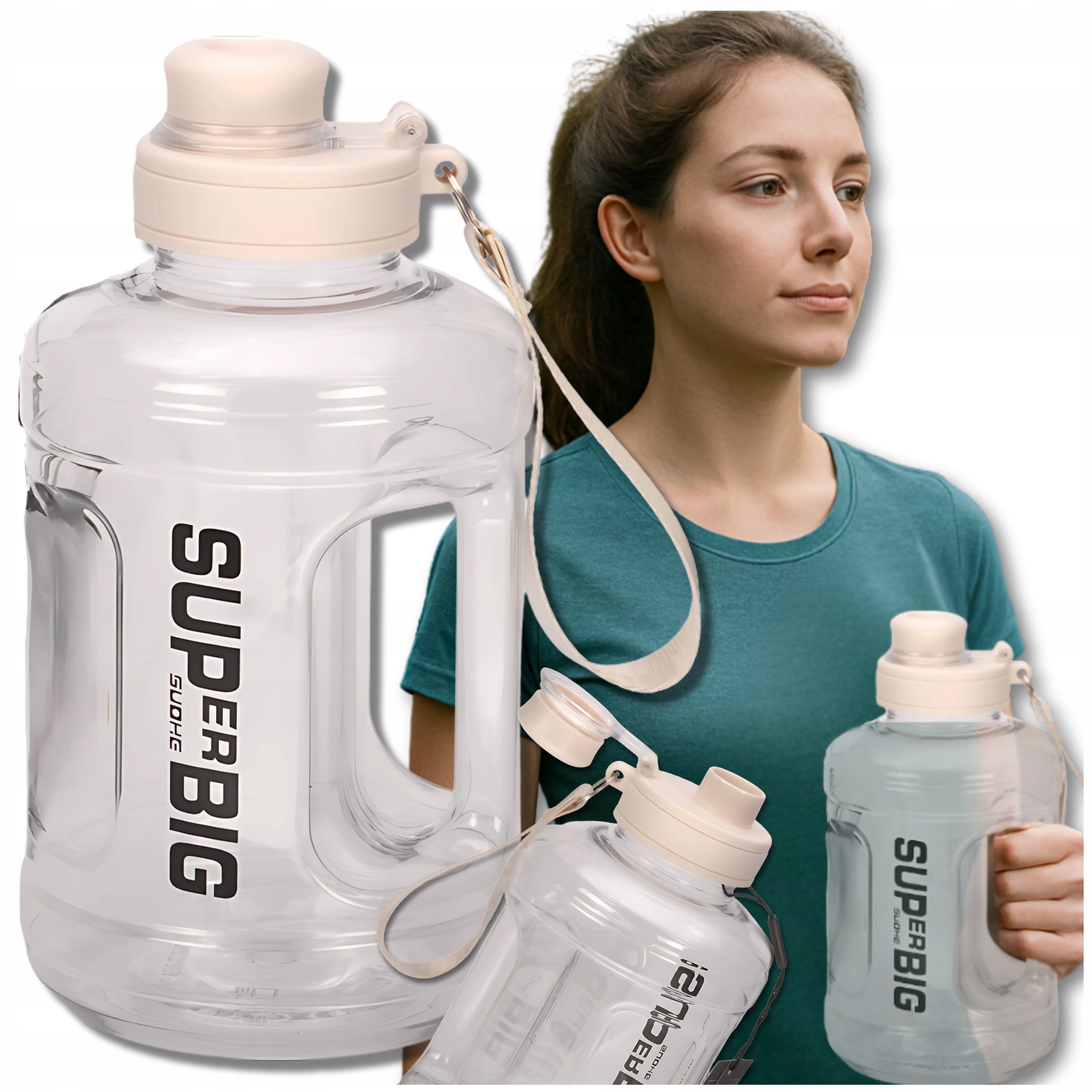 Water bottle water bottle LARGE 1600ml straw holder scoop airtight TRESSARI Brand Tressari