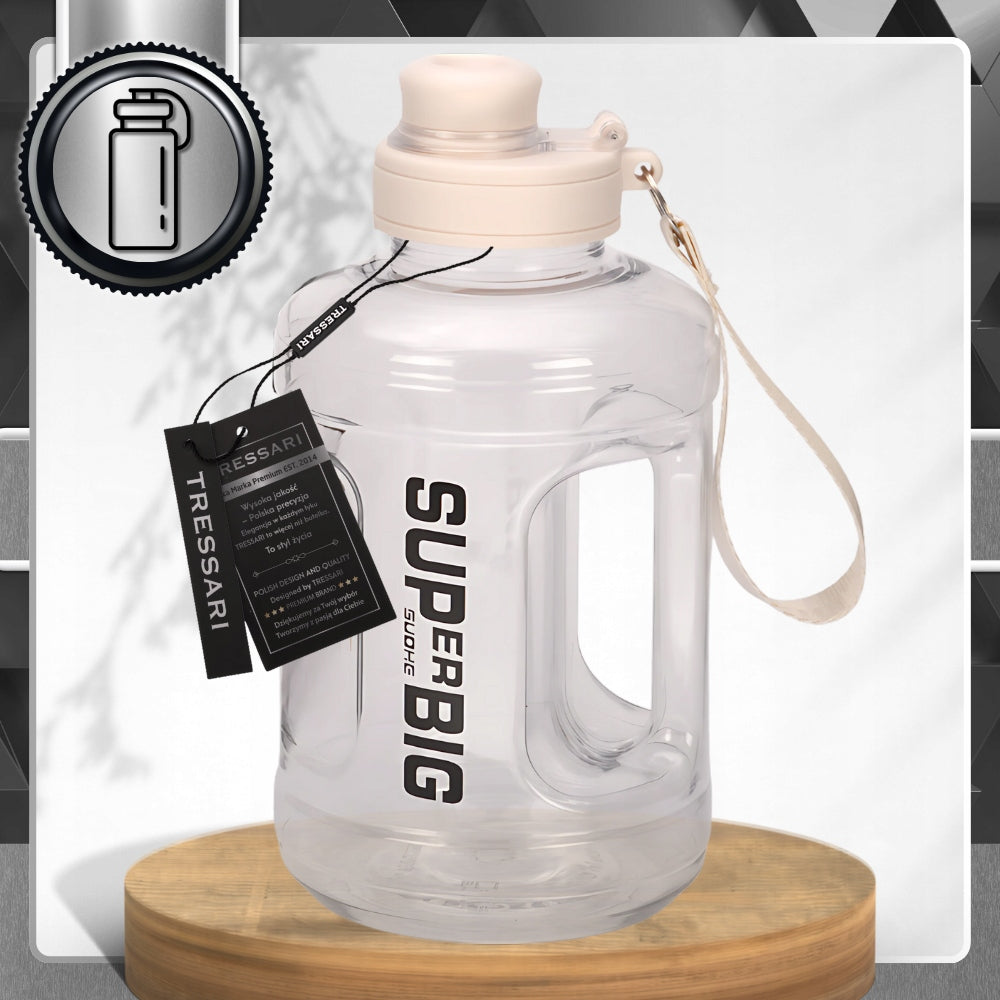 Water bottle water bottle LARGE 1600ml straw holder scoop airtight TRESSARI Model TRESSARI Butelka duża ze słomką BPA FREE TRITAN