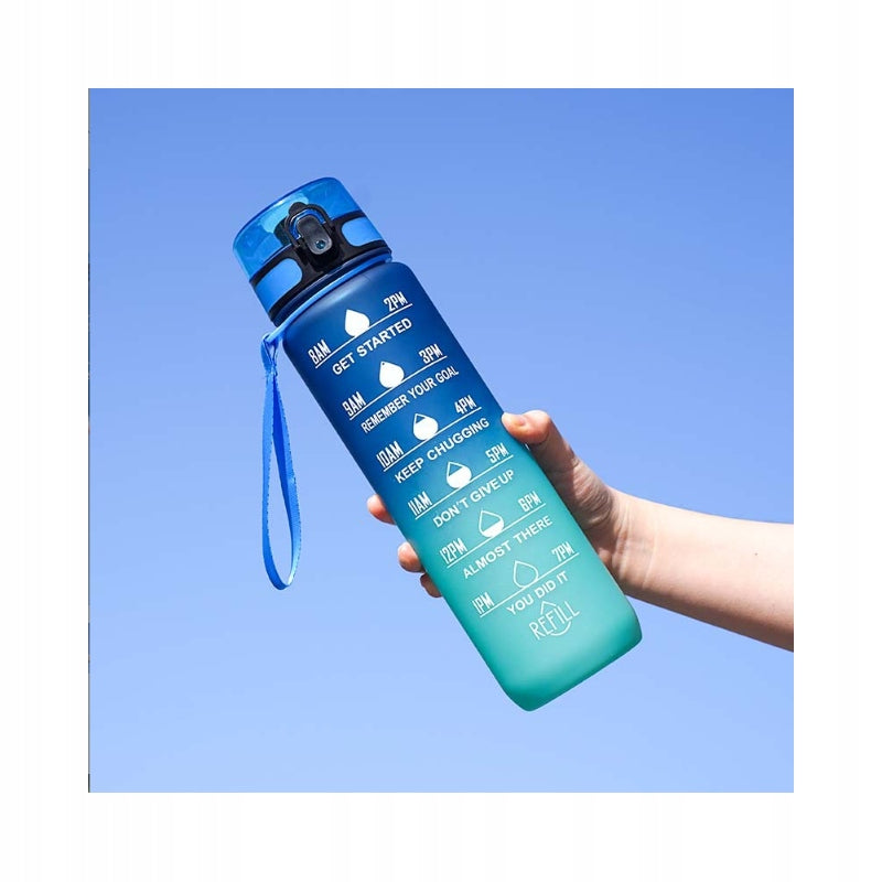 Water bottle, water bottle with measuring cup 1L OMBRE Garnet with Turquoise BD17 Volume 1000 ml