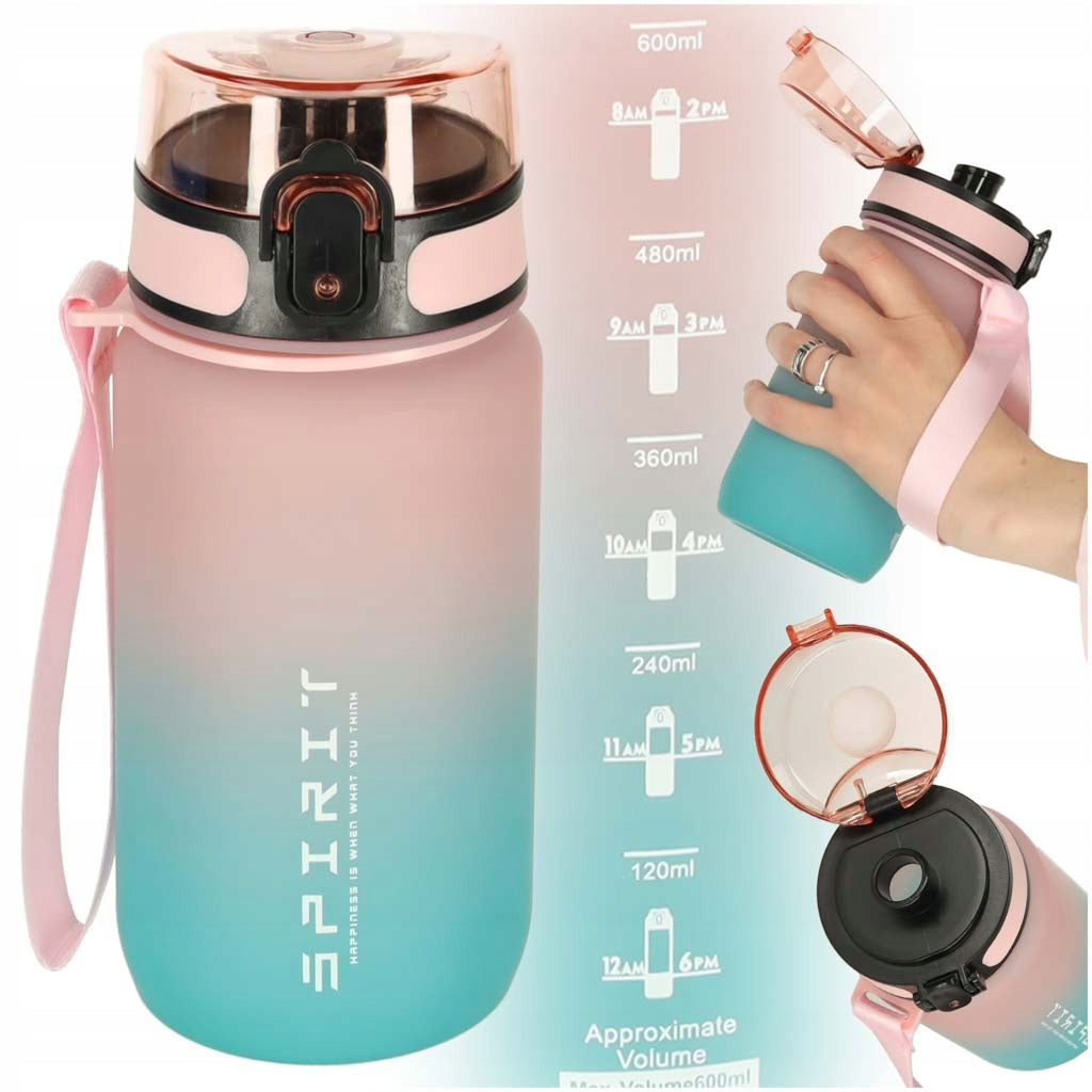 Water bottle water bottle with sports mouthpiece BPA FREE 600ml pink- Kik Volume 600 ml