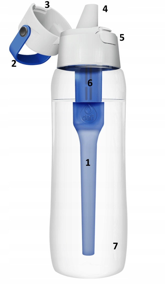 Water bottle with filter DAFI SOLID 0,7 blue + 4 filters Manufacturer code D.BUT.FIL.SOLID.0.7.SZAF.P-4