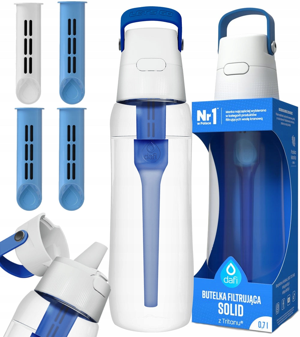 Water bottle with filter DAFI SOLID 0,7 blue + 4 filters