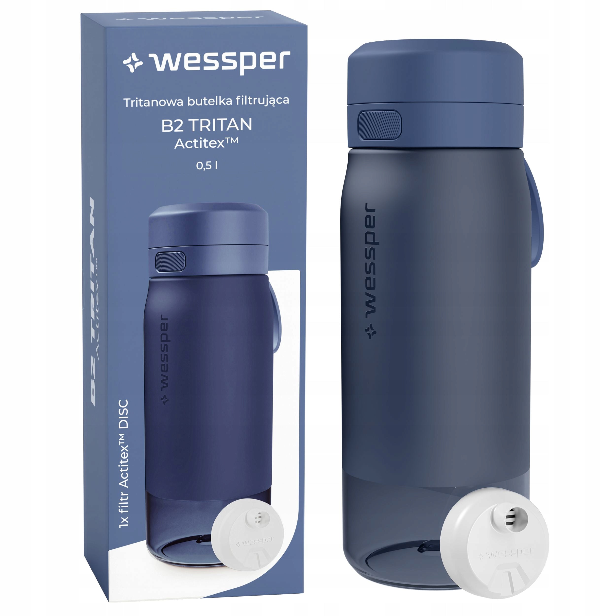 Water bottle with filter TRITAN BPA FREE WESSPER B2 500ml