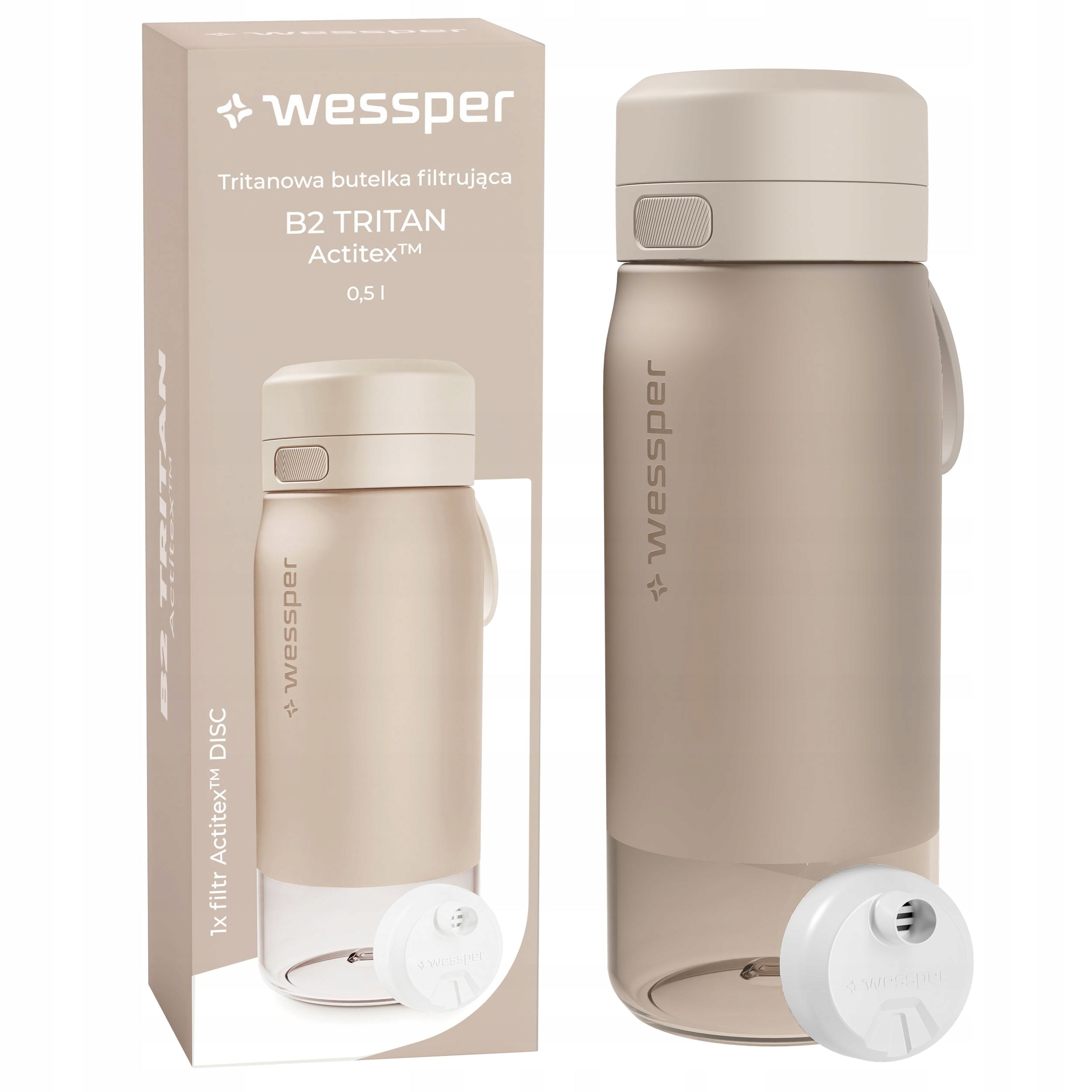 Water bottle with filter TRITAN BPA FREE WESSPER B2 500ml