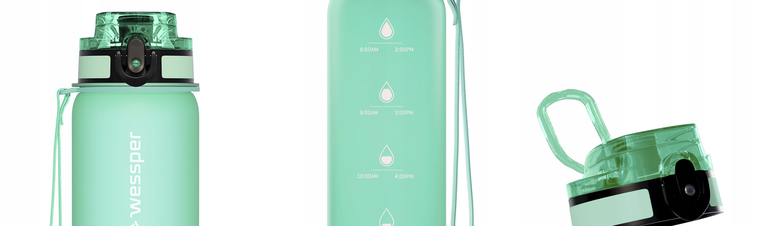 Water bottle with graduation water bottle filter bottle Wessper 1l + 3x filter Packaging status original