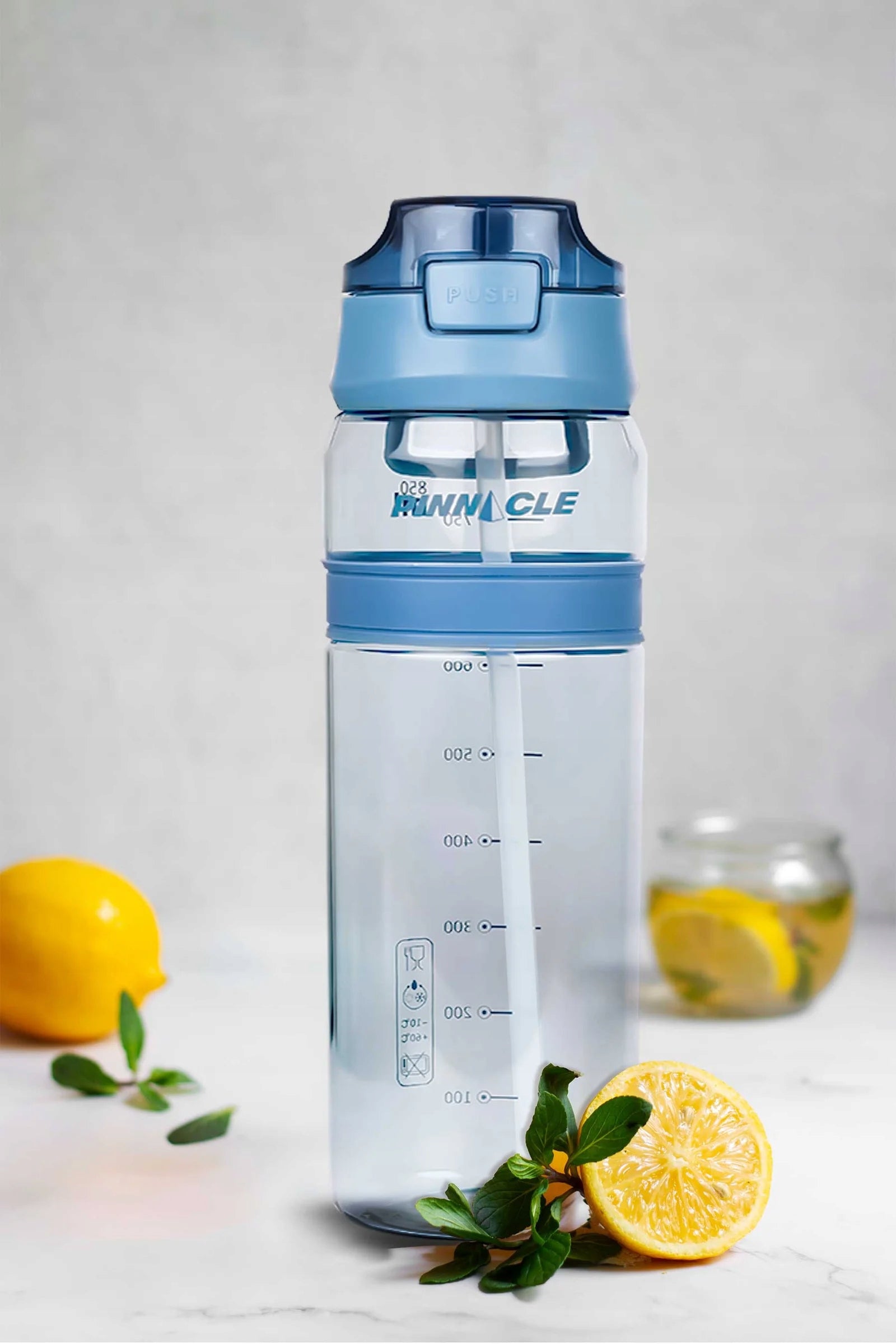 Water bottle with handle and straw 850ml Pinnacle PHY-B-1011 blue Brand Pinnacle