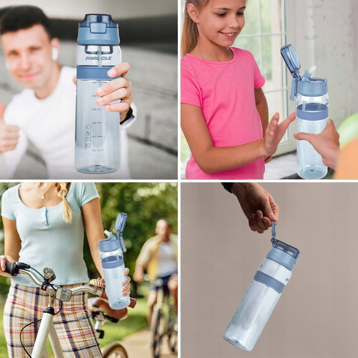 Water bottle with handle and straw 850ml Pinnacle PHY-B-1011 blue Color blue