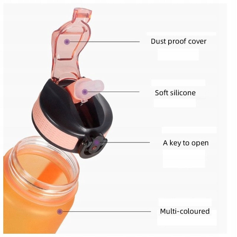 Water bottle with measuring cup and straw 1L OMBRE Green with Rose Additional features straw mouthpiece BPA-free water consumption indicator