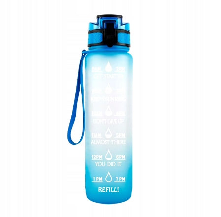 Water bottle with motivational measuring cup 1 liter for gift Sports bottle EAN (GTIN) 5907086591628