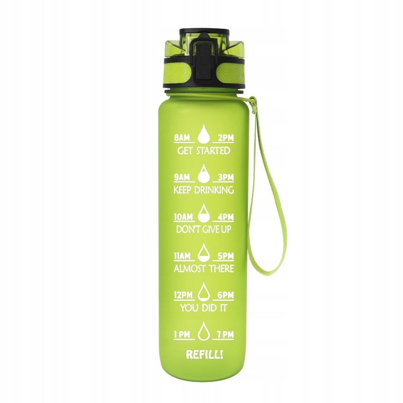 Water bottle with motivational measuring cup 1 liter for gift Sports bottle Model 1