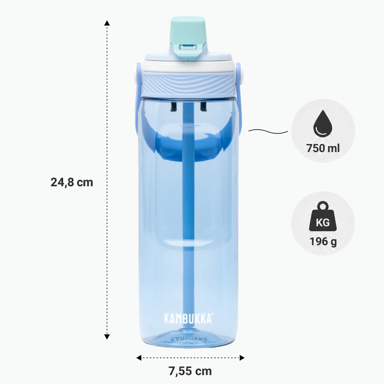 Water bottle with straw tritan bottle Kambukka Dupla 750ml Sky Cloud Packaging status original
