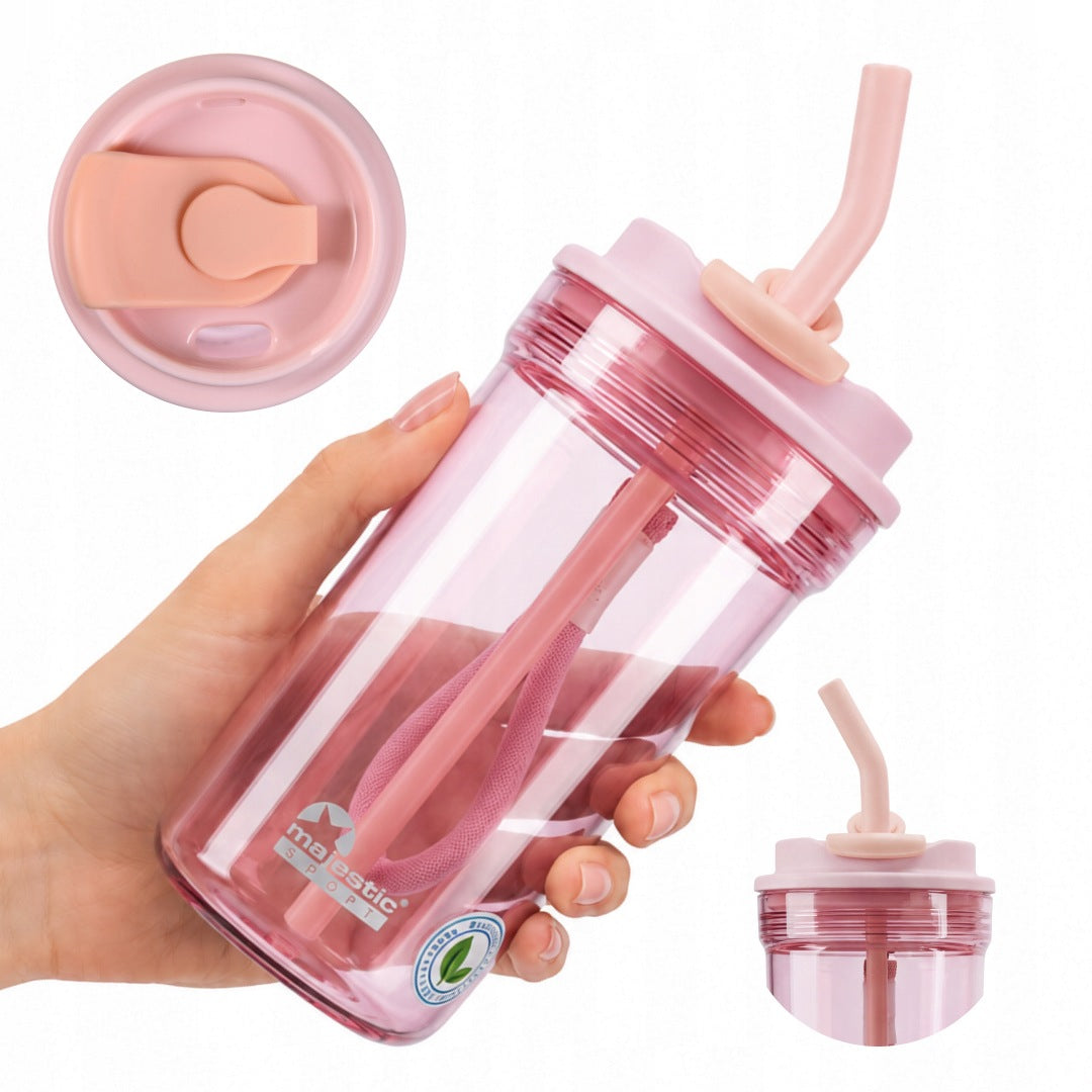 Water cup with straw bottle reusable water bottle with measuring cup for office 680 ml