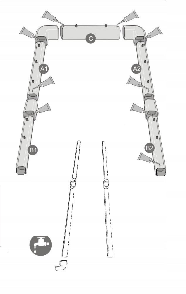 Water curtain gate for hot weather mist, water gate Height 200 cm
