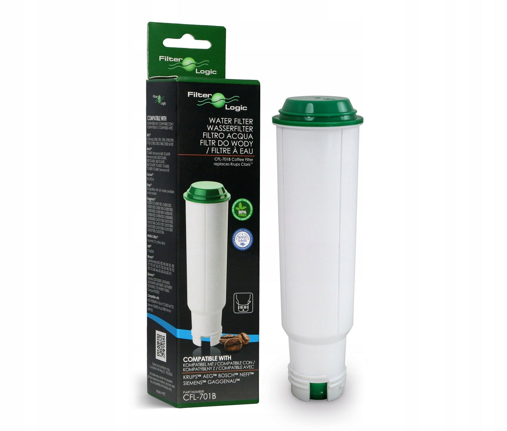 Water filter FilterLogic CFL-701B for Krups + cleaning tab XS3000 Brand FilterLogic