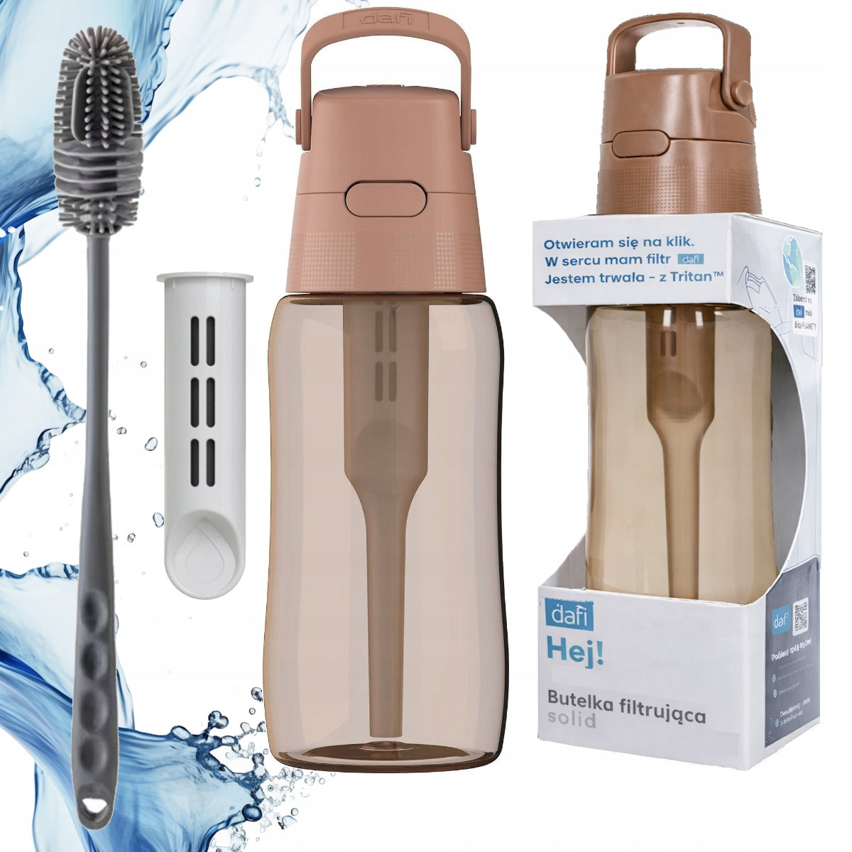 Water filter bottle DAFI SOLID Mocha Cappuccino 0,5l + toothbrush