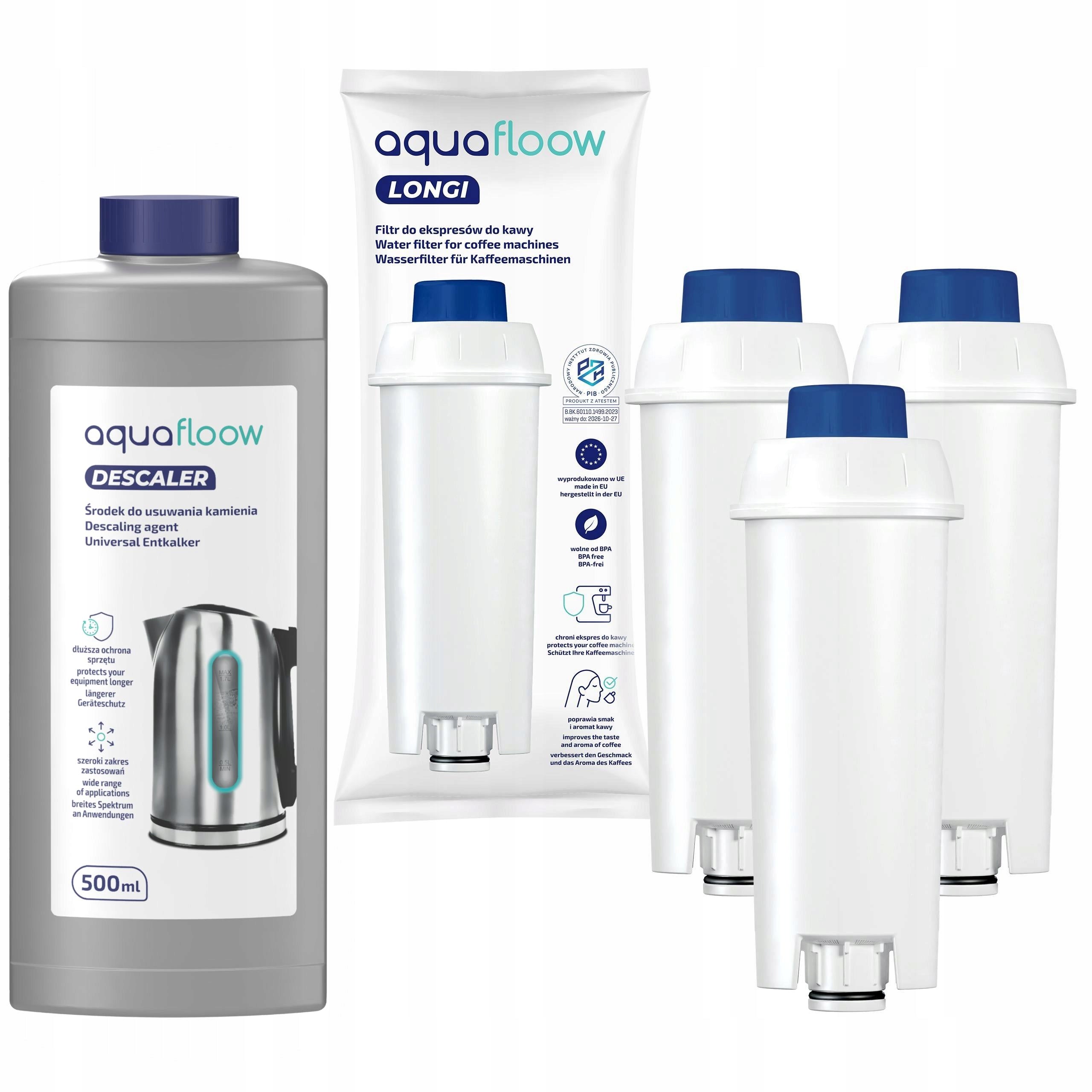 Water filter for Delonghi machine replacement 3x + descaler for coffee machine