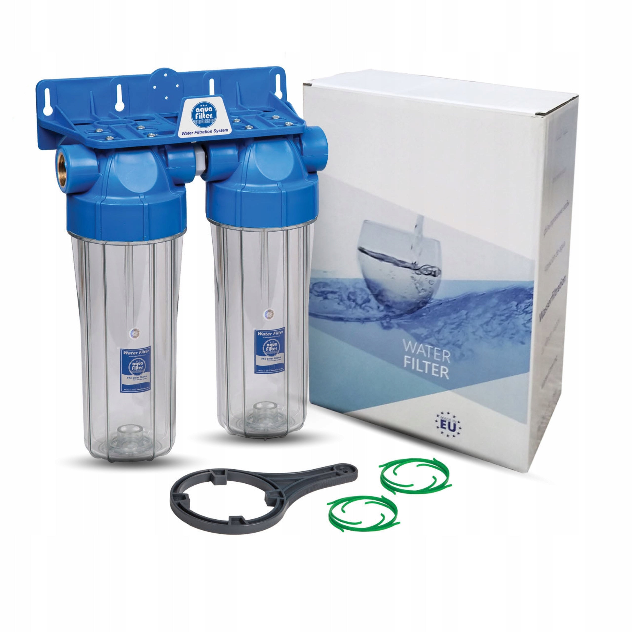 Water filter iron remover 3/4'' TWIN Aquafilter + cartridges Manufacturer code FHPRCL34-B-TWIN.