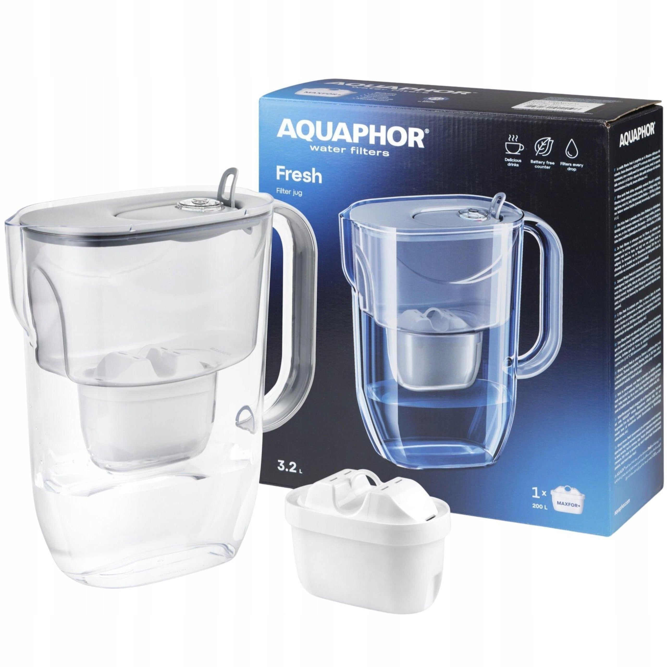 Water filter jug Aquaphor Fresh 3,2L Grey with 10 Maxfor+ cartridges Packaging status original