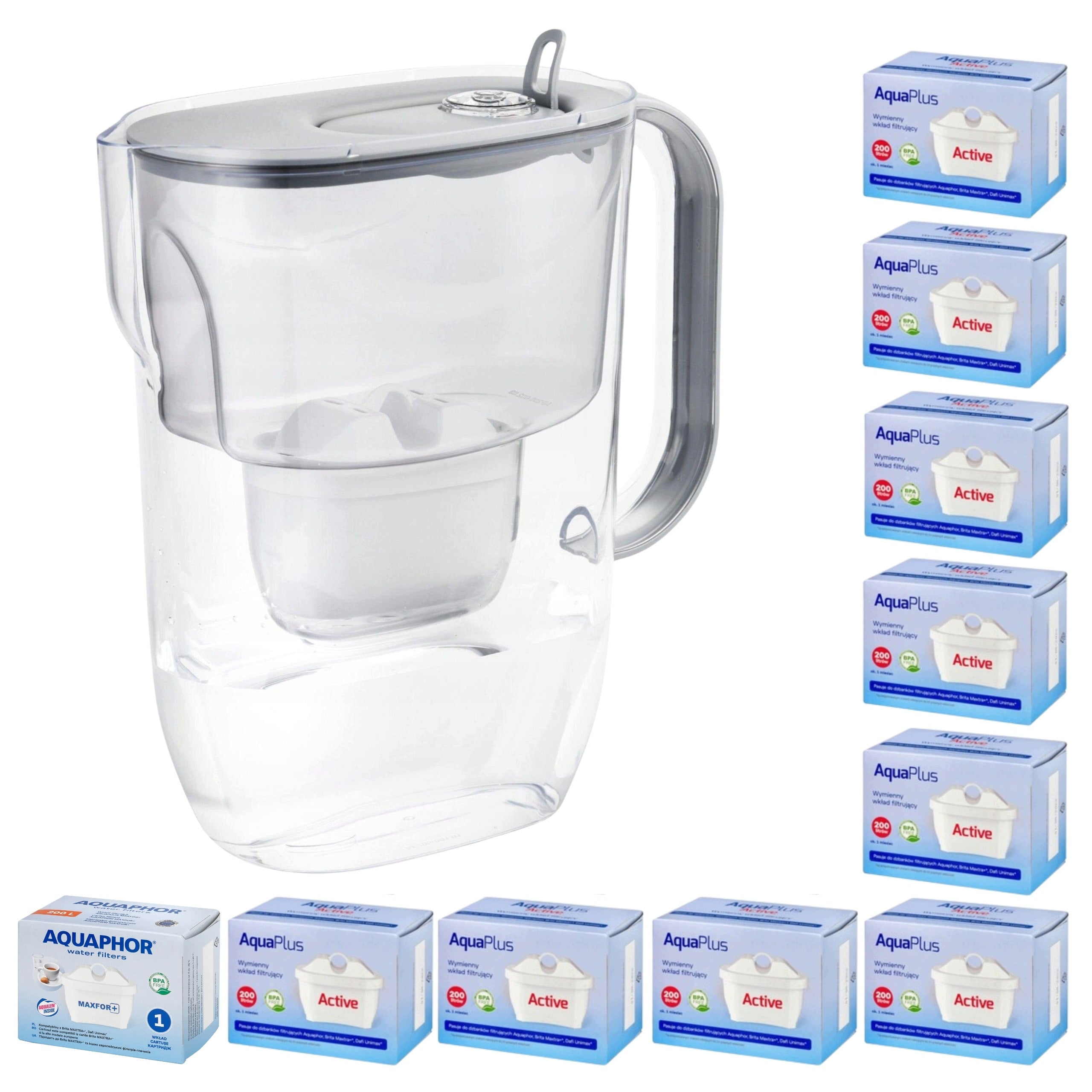 Water filter jug Aquaphor Fresh 3,2L Grey with 10 refills