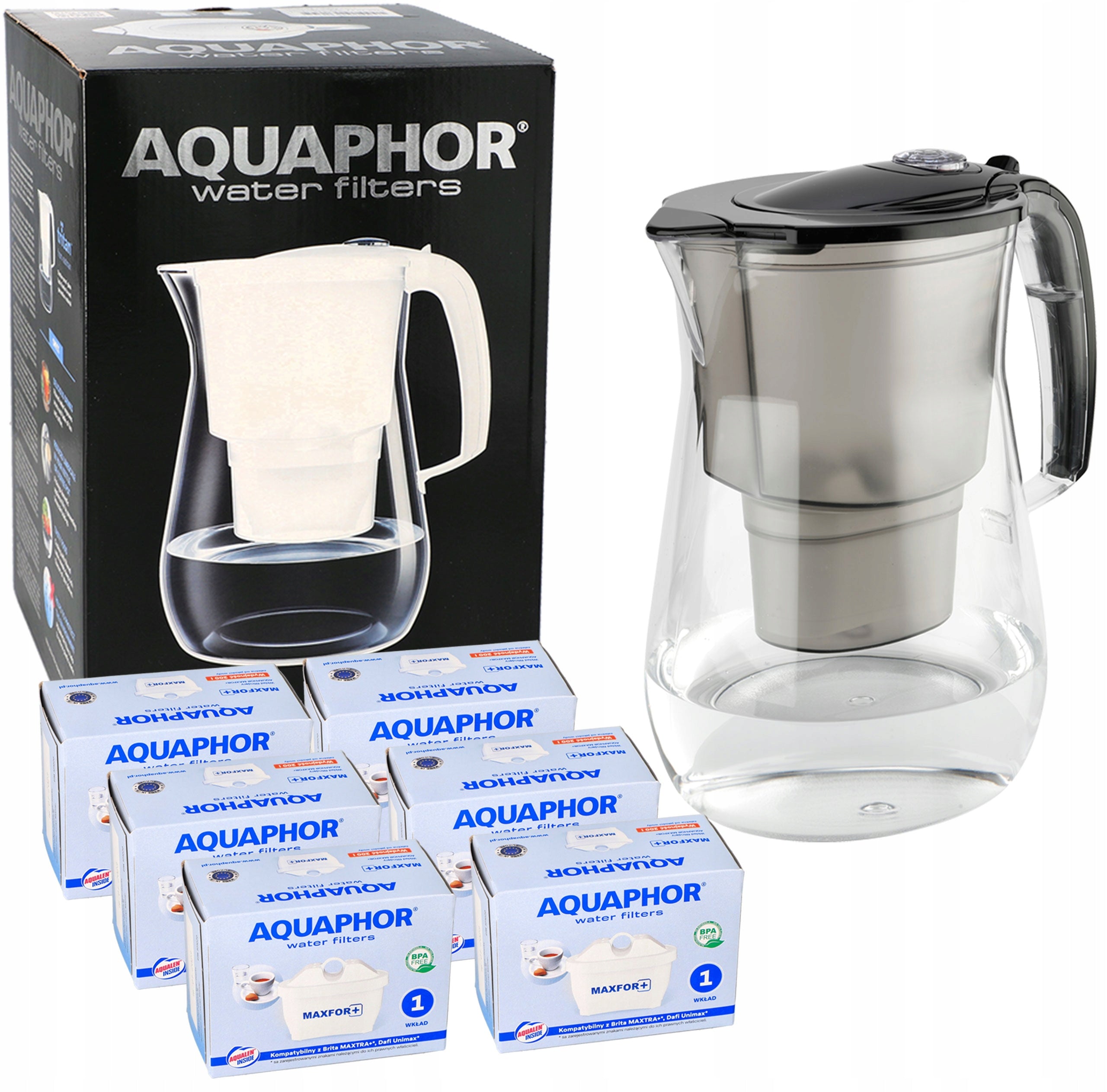 Water filter jug Aquaphor Onyx 4.2 L BLACK TRITAN + 6 FILTERS large