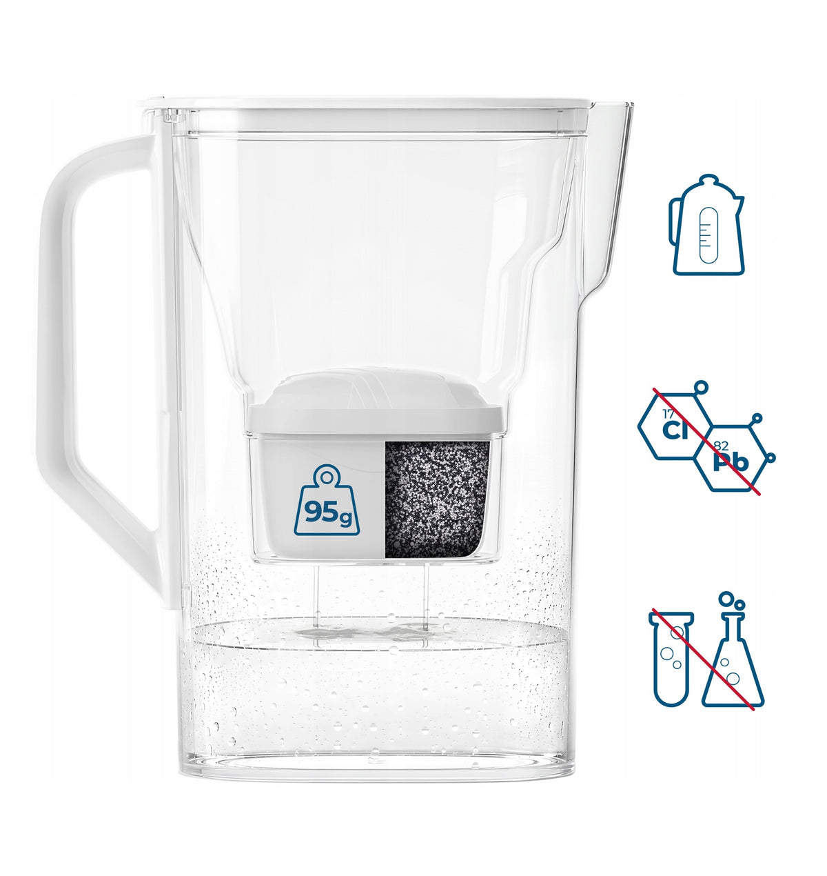 Water filter jug Wessper D3 SLIM 2,7l fridge + filter Manufacturer code WES205-WH