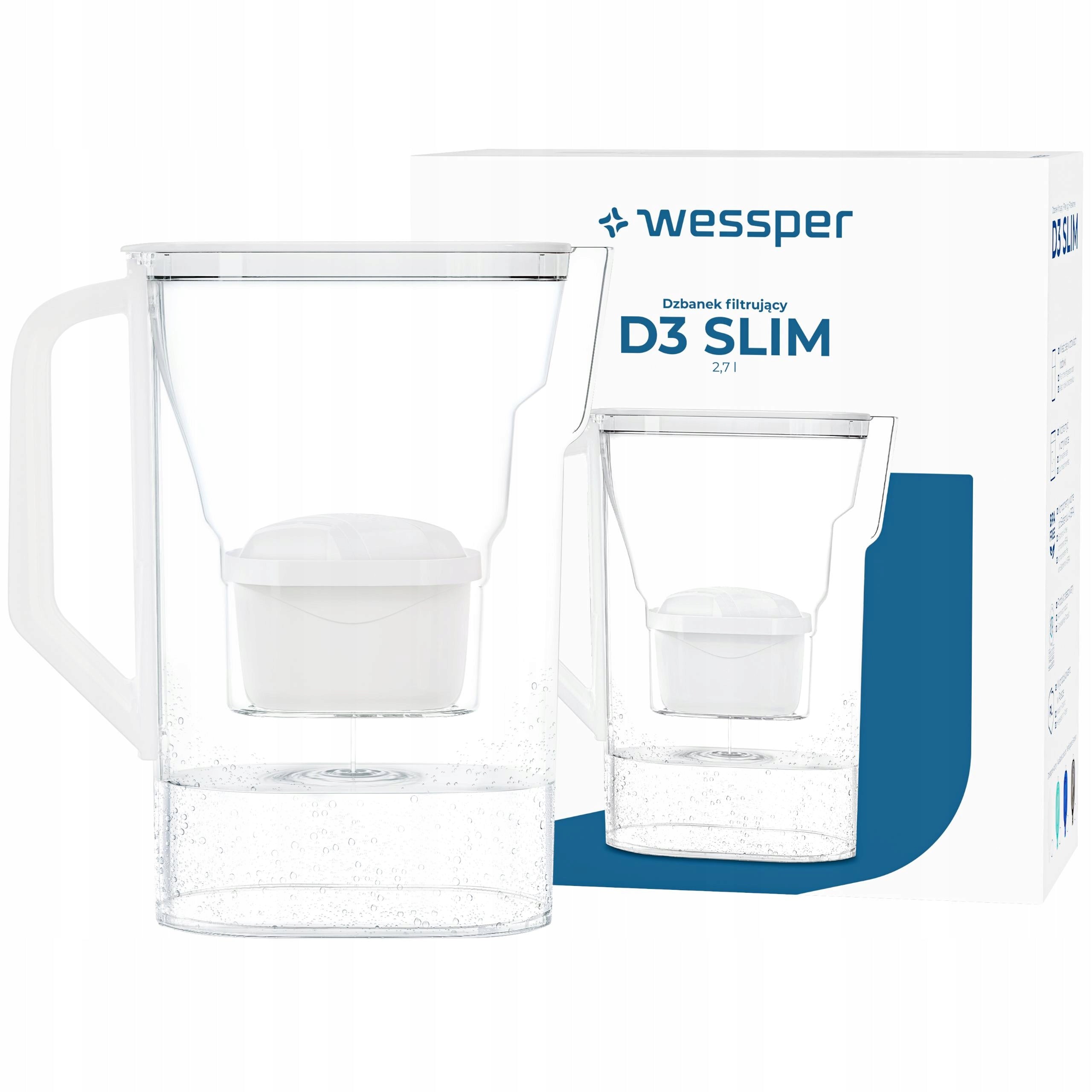 Water filter jug Wessper D3 SLIM 2,7l fridge + filter